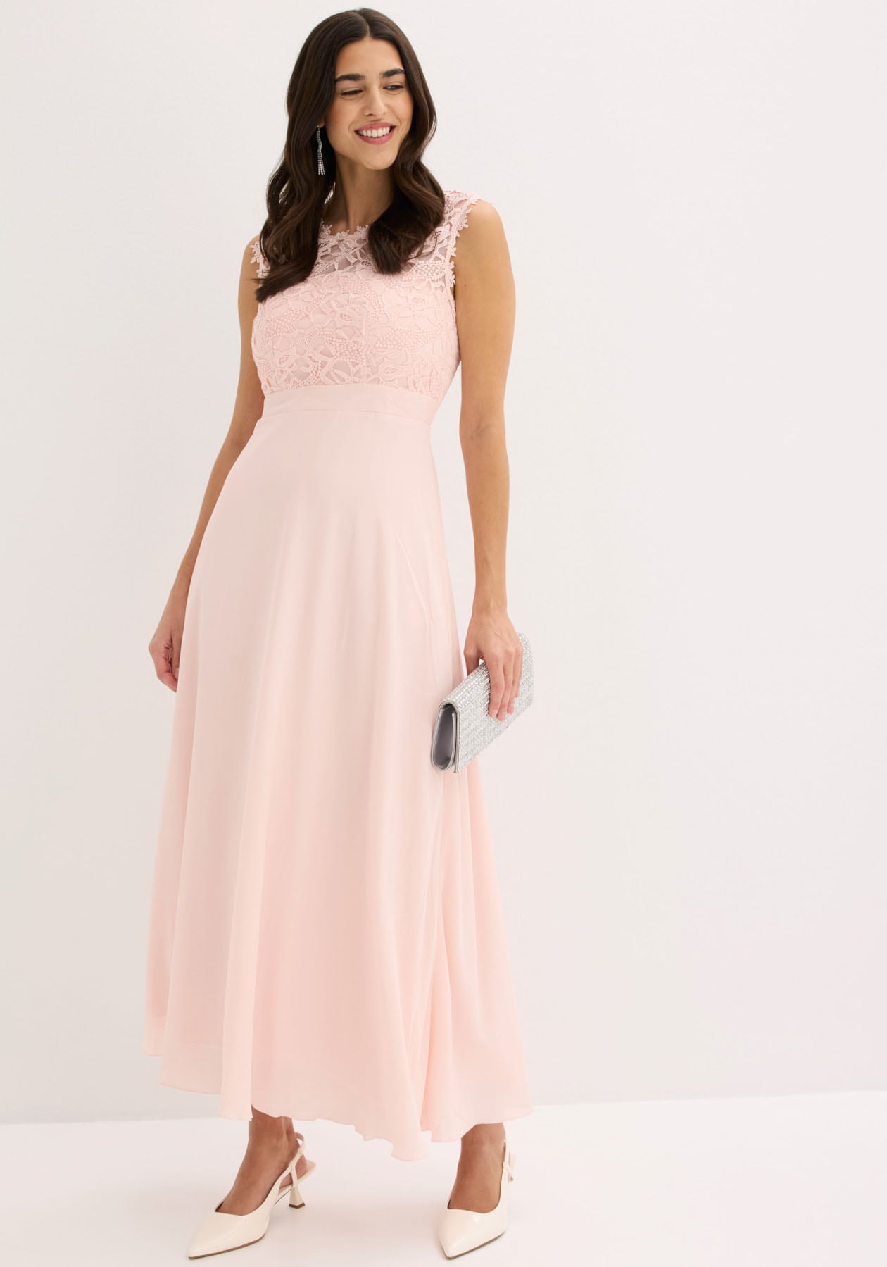 bonprix "Maxikleid mit Spitze" für festliche Anlässe, vollständig gefüttert, taillierte Passform
