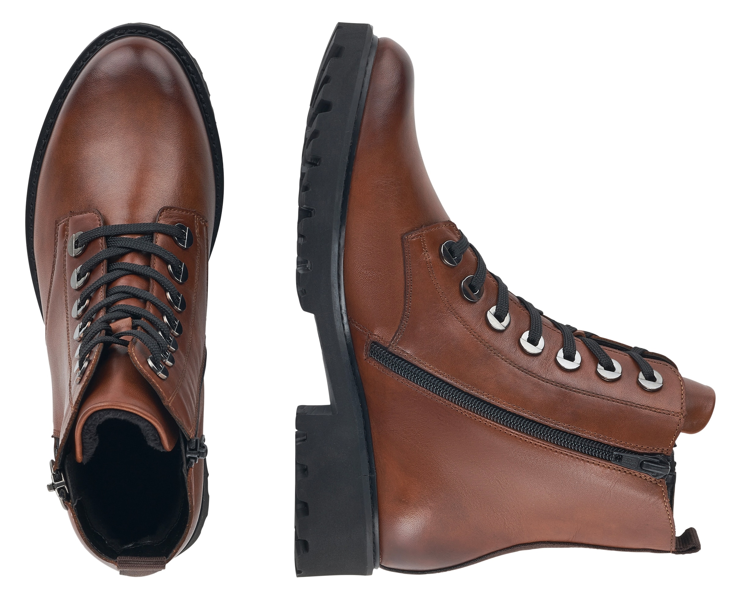 Remonte Schnürstiefelette  , Blockabsatz, Stiefelette, Schnürboots, Flats im Used Look