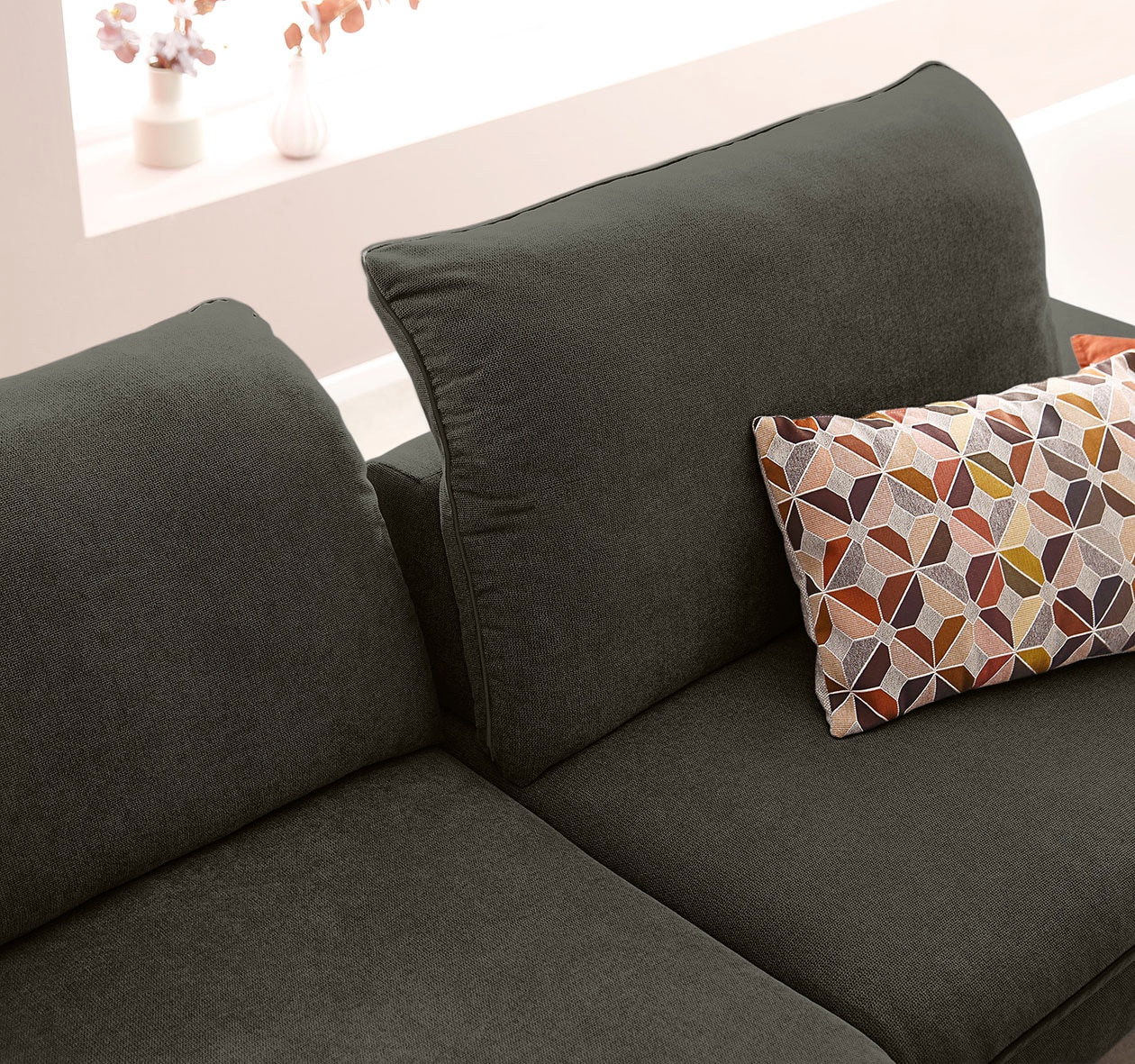 W.SCHILLIG Ecksofa »enjoy&MORE, Designsofa, elegant und bequem, L-Form«, mit Sitztiefenverstellung, Füße Chrom glänzend, Breite 294 cm