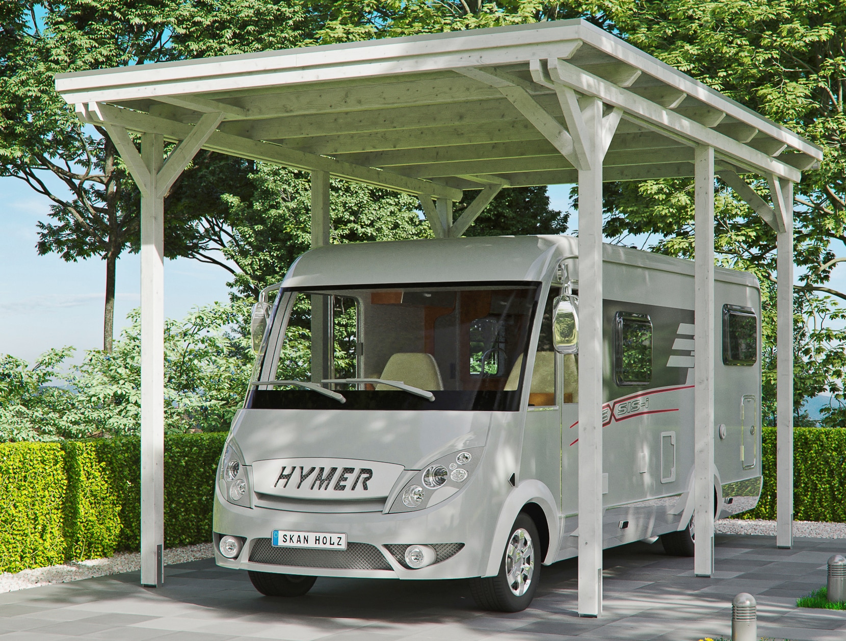 Skanholz Einzelcarport "Caravan-Emsland" Leimholz 341 cm weiß