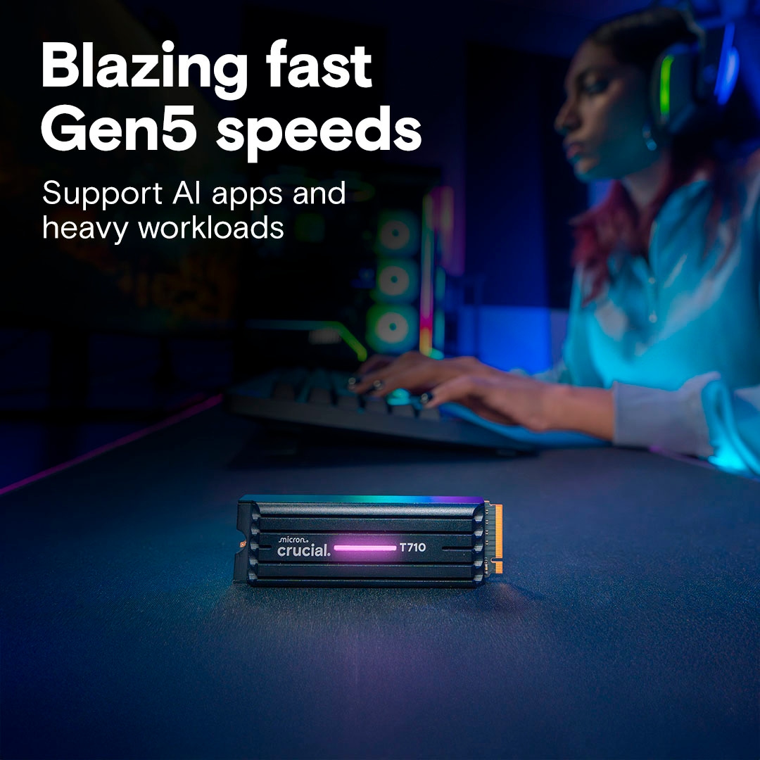 Crucial interne SSD »T710 4TB Heatsink« 4 TB Anschluss PCI Express 5.0 mit Heatsink