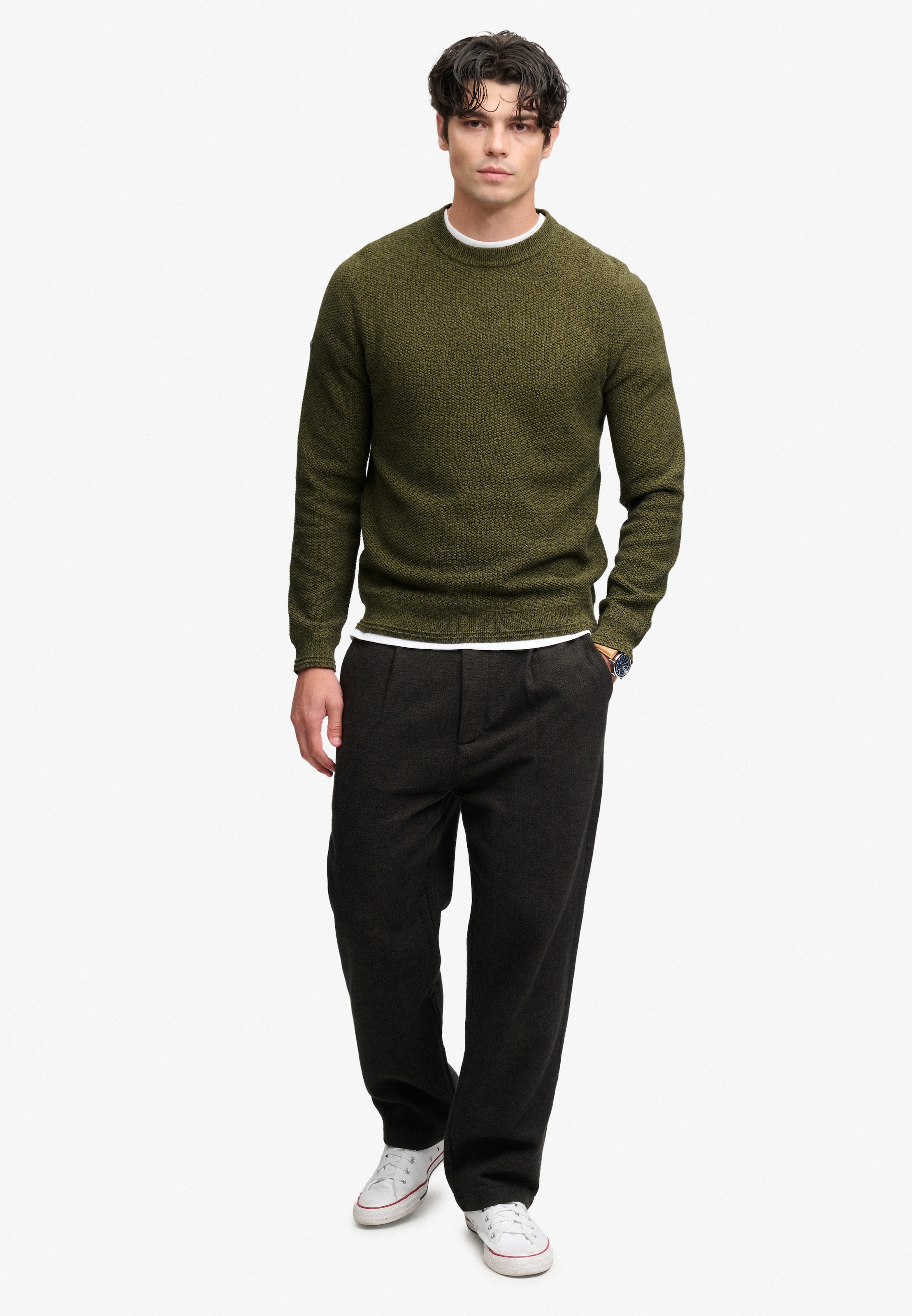 Superdry Rundhalspullover »TEXTURE KNIT JUMPER« Baumwolle, regular fit