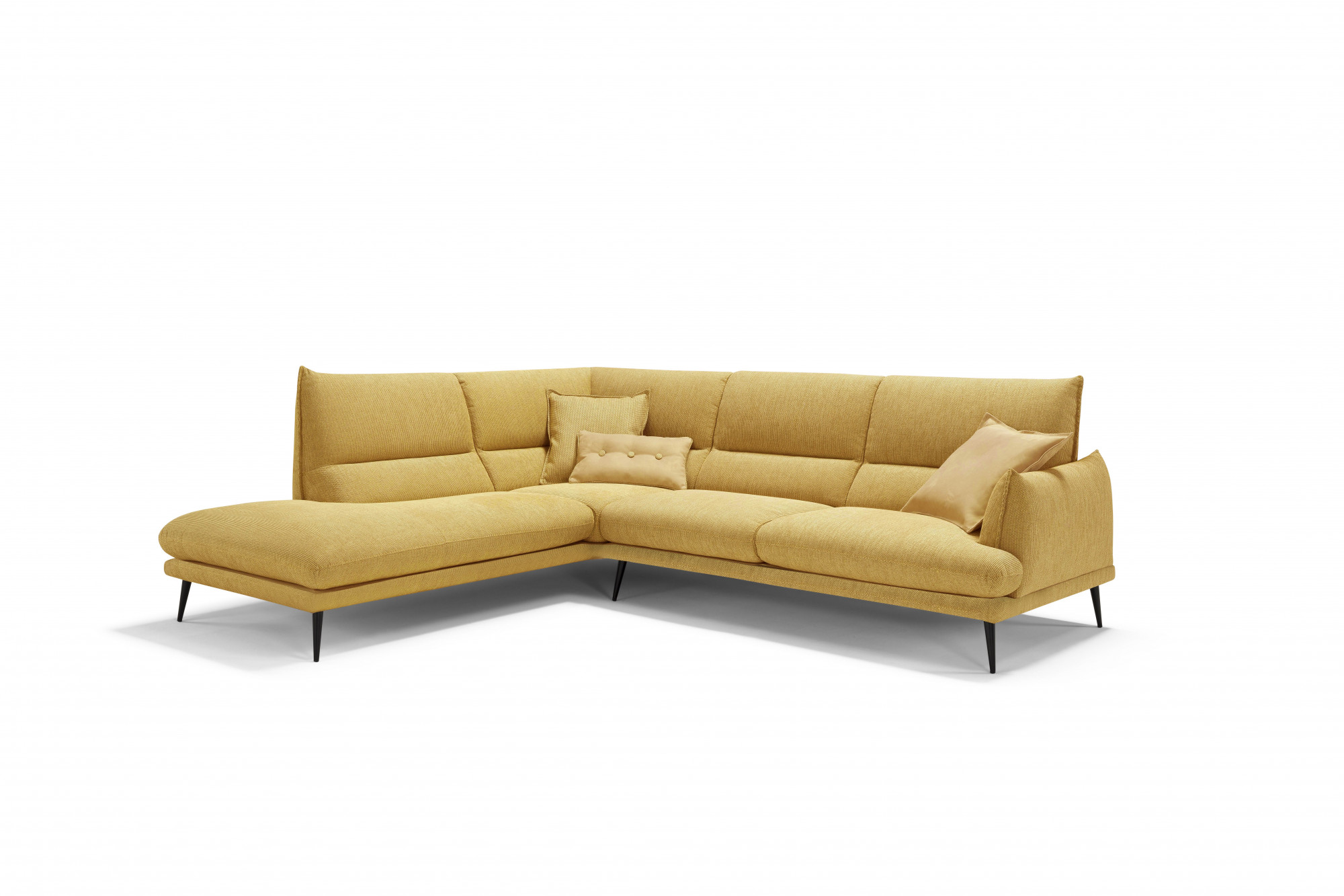 Egoitaliano Ecksofa "FUNNY, hochwertiges & aktuelles Design, bequeme Rückenlehne, L-Form" toller Sitzkomfort, hochwertiger Strukturmix-Bezug, Breite 265cm