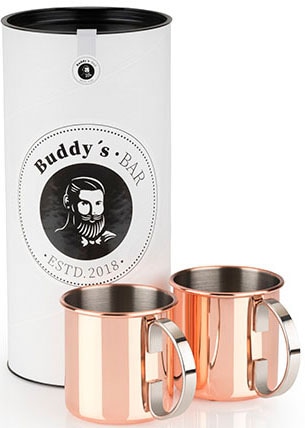 Buddys Becher "Buddy´s Bar" Moscow Mule Becher, 450 ml, hochwertiger Edelstahl, Kupfer Poliert