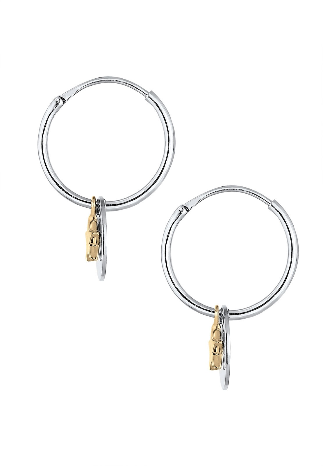 Elli Paar Creolen »Creolen Sterne Astro Geo Coin Bi-Color 925 Silber«