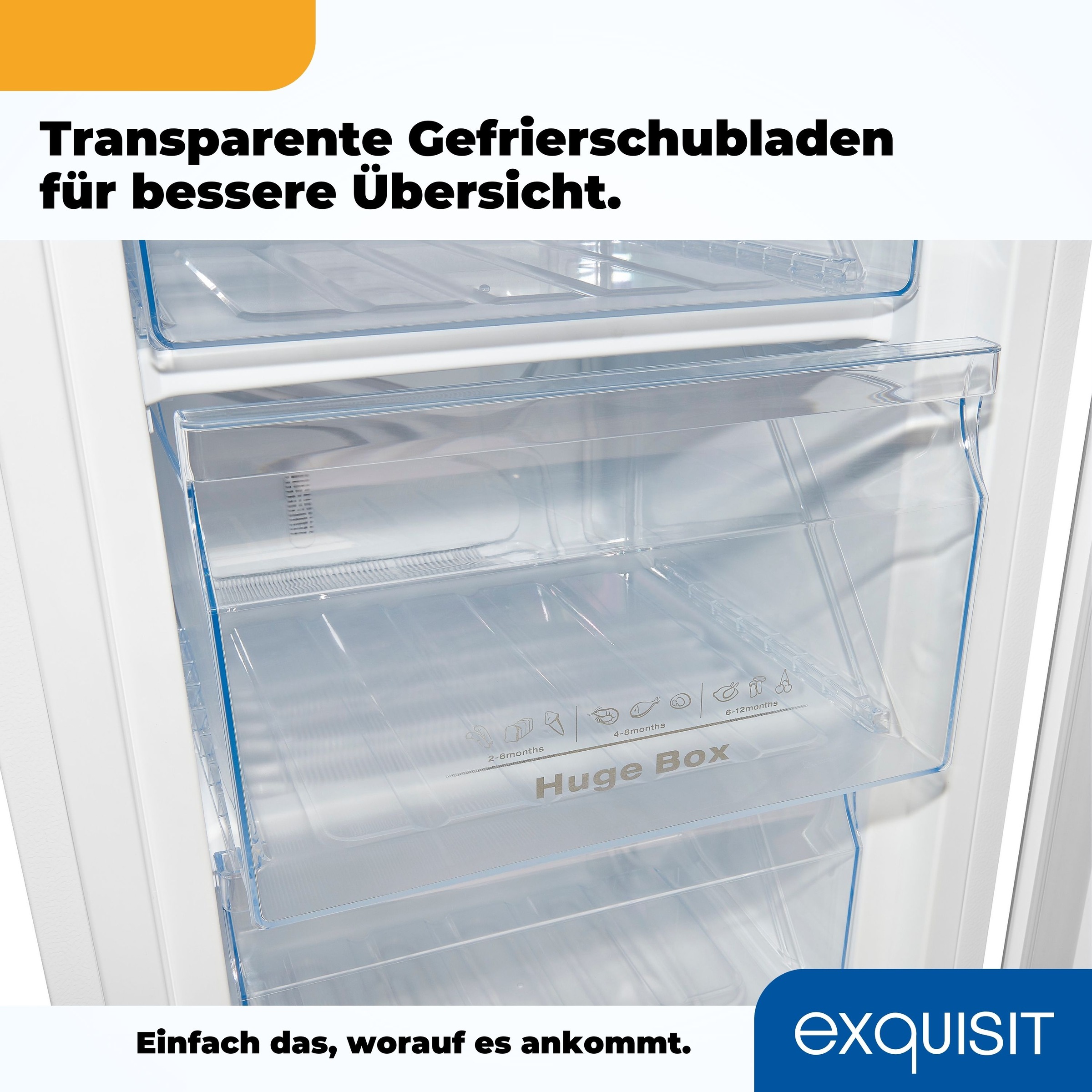 exquisit Gefrierschrank »GS81-HE-010D weiss«, 85,0 cm hoch, 56,0 cm breit, Tiefkühlschrank klein 85 L Volumen, Leiser Betrieb, Schnellgefrieren