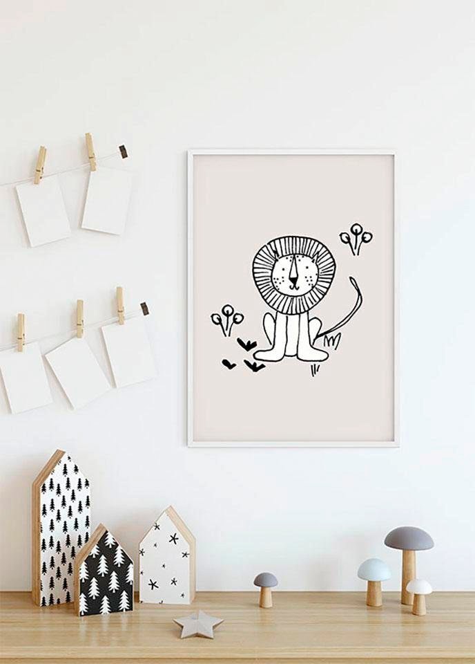 Komar Bild »Scribble Lion«, Tiere, (1 St.), Wandbild zur Dekoration - ohne Rahmen
