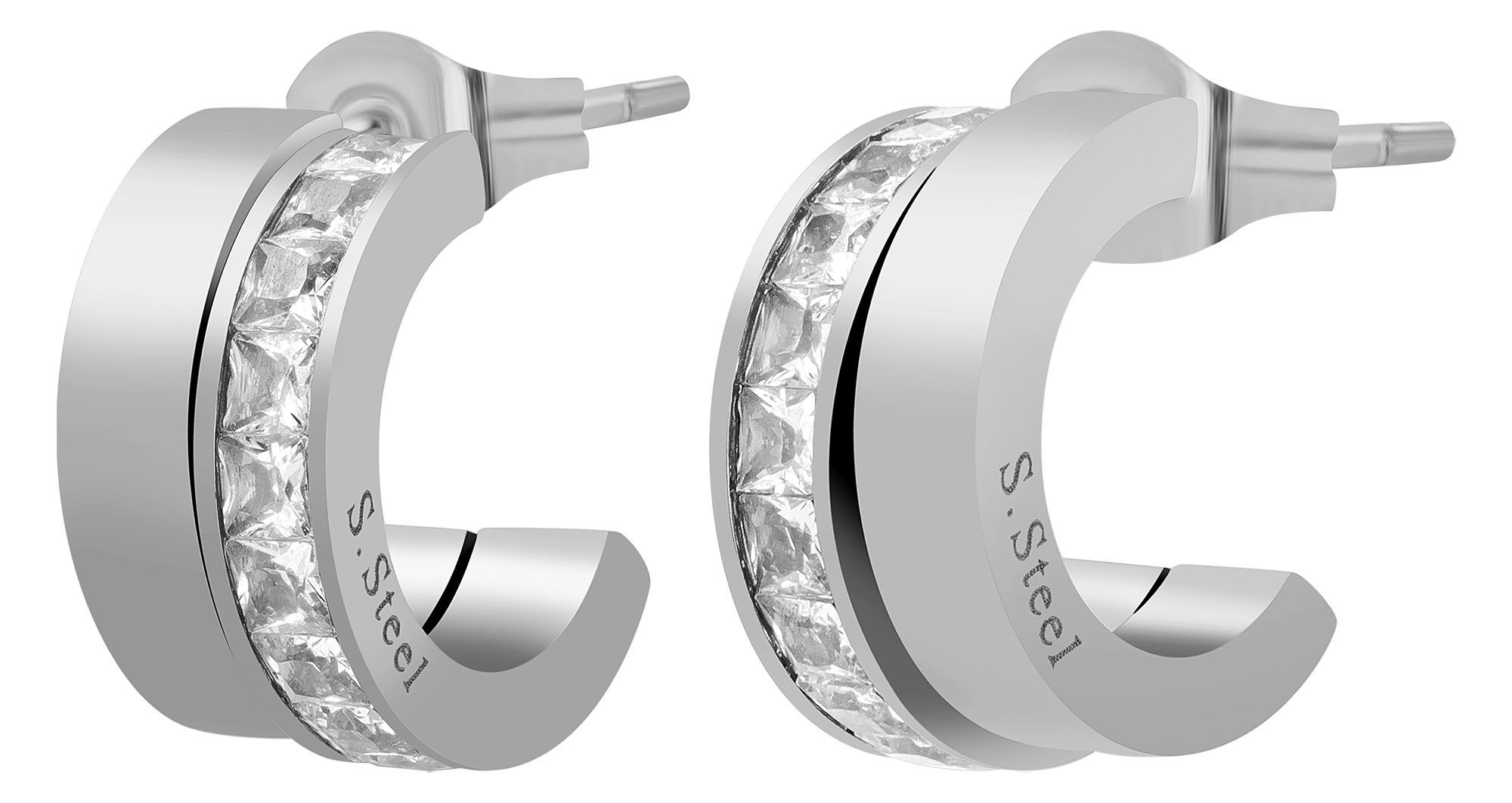 Paar Ohrhänger ADELIA´S "Damen Ohrringe – Ohrstecker aus Edelstahl", Damen, Gr. Damen, Edelstahl, silber, Ohrringe, Ideal als Geschenk zum einfach so 2