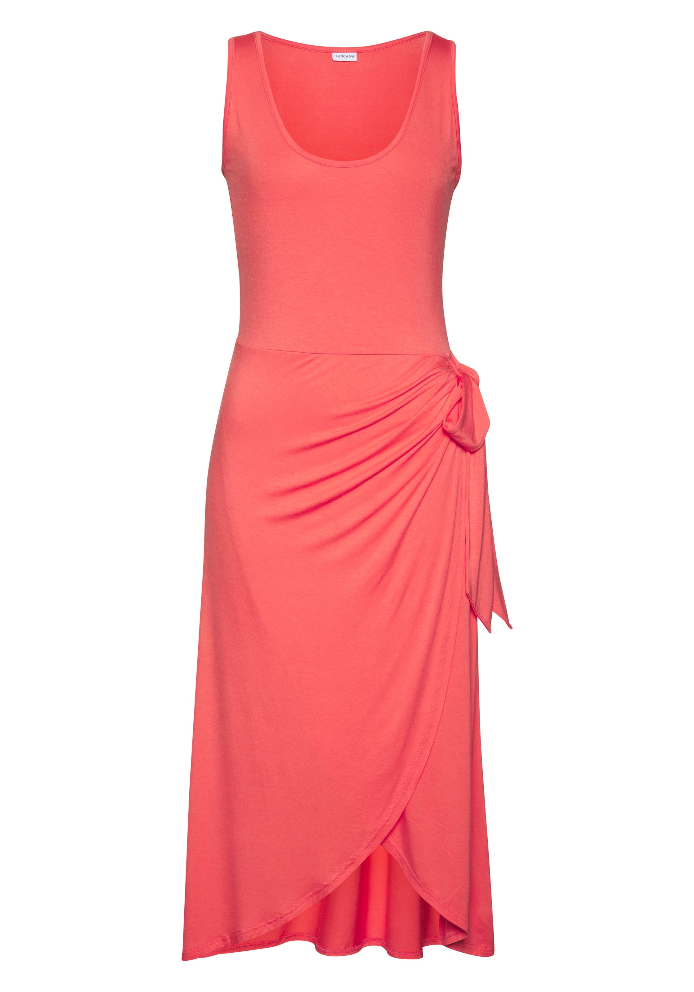 LASCANA Strandkleid, mit Rock in Wickeloptik, Midikleid aus Jersey, Sommerkleid