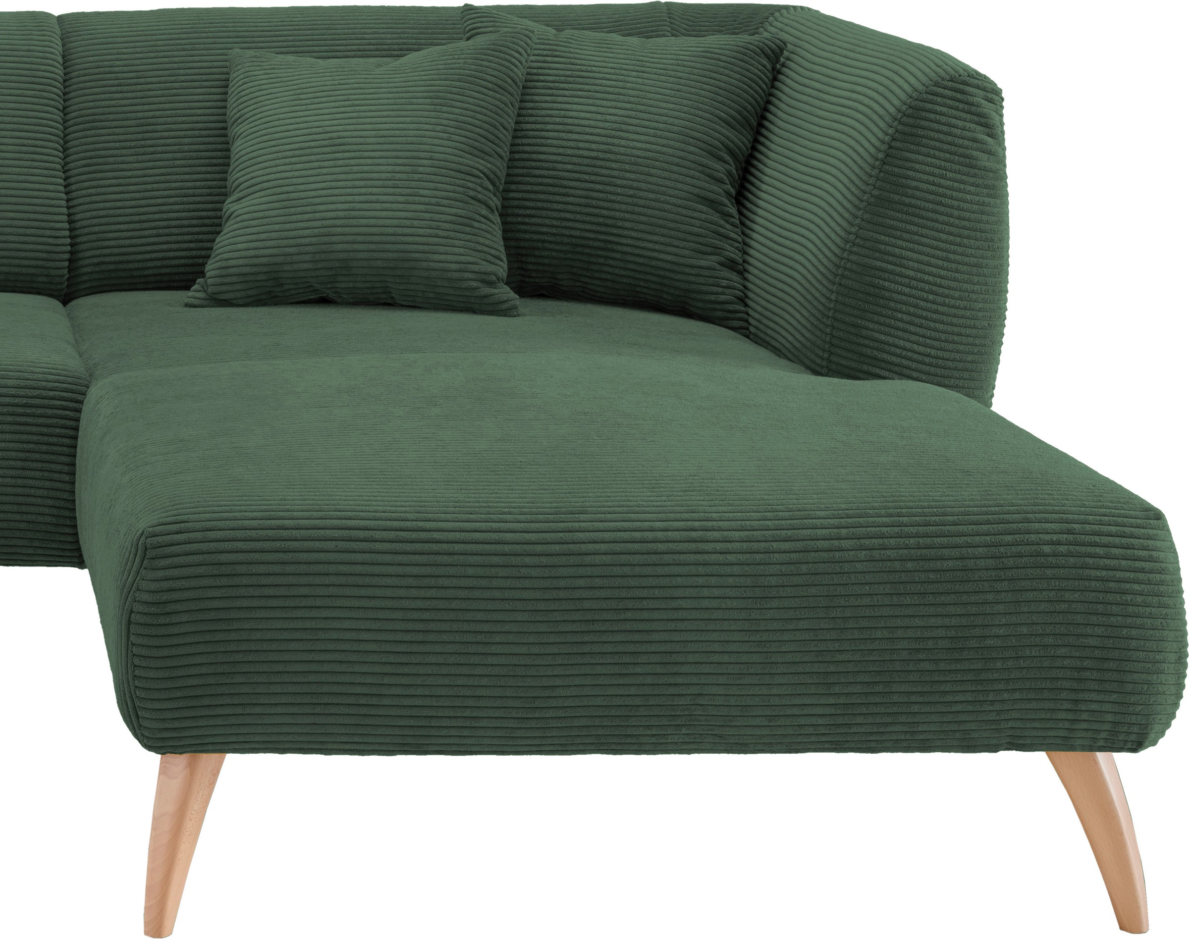 INOSIGN Ecksofa »Colori L-Form«, Holzfußfarbe wählbar, inkl. 4x Zierkissen