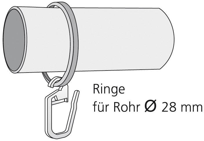 Liedeco Gardinenring, (Packung, 10 St., mit Faltenlegehaken), für Gardinenstangen Ø 28 mm