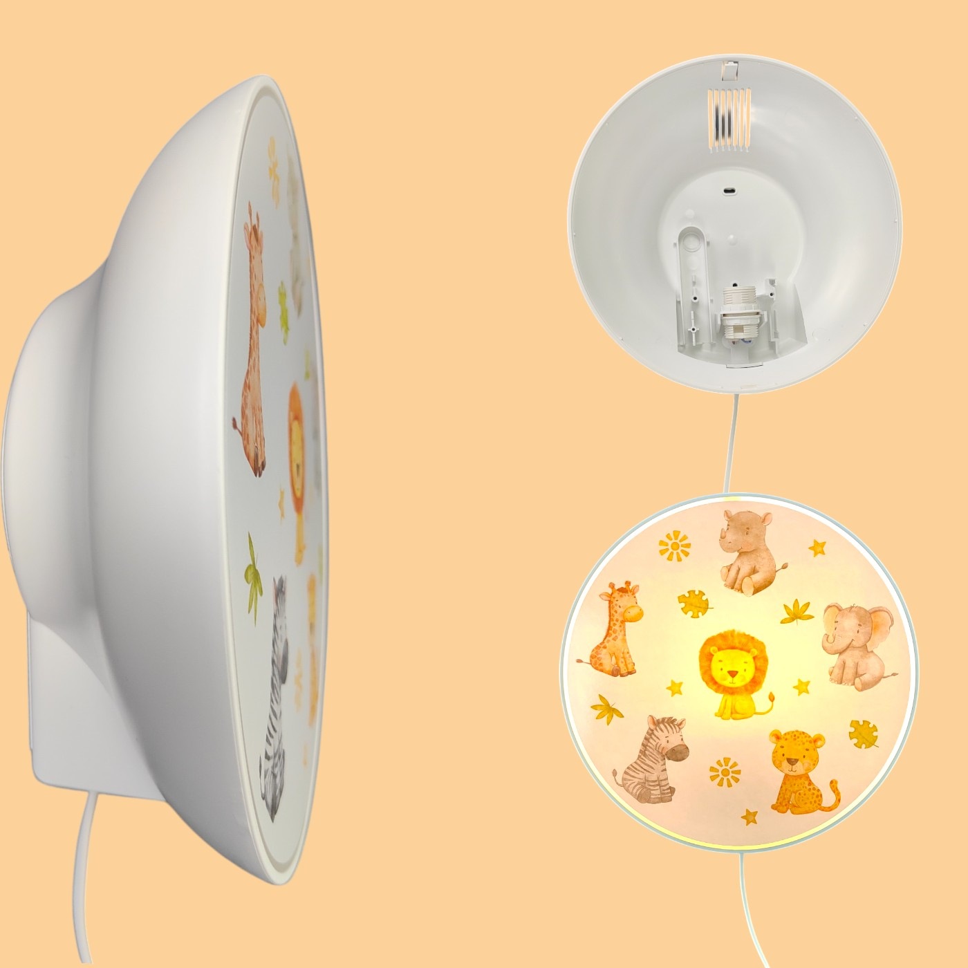 niermann Wandleuchte »Kinderlampe mit Motiv "Little Safari", Kinderzimmer« E14 1 Stk. bruchsicheres Gehäuse, Schalter im Anschlusskabel, Made in Germany