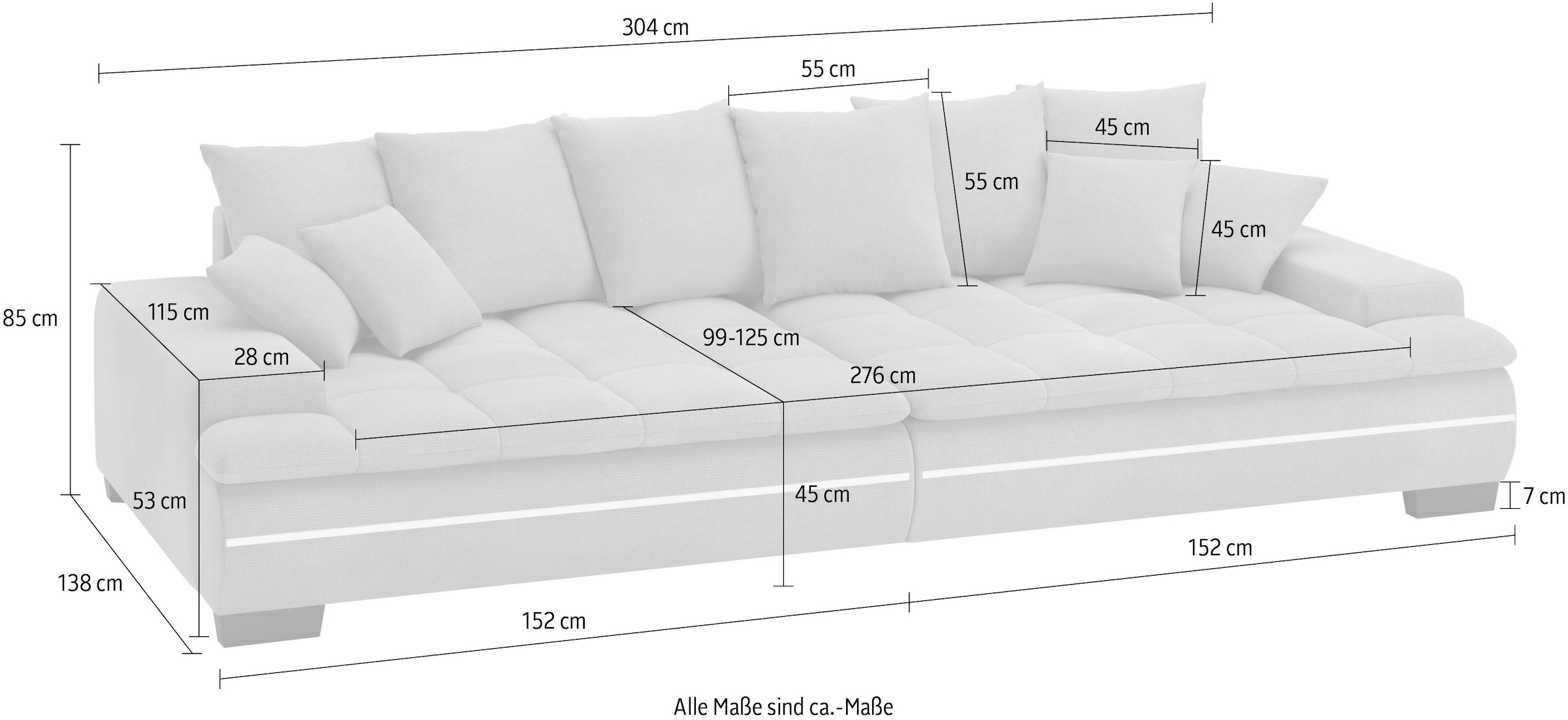 Mr. Couch Big-Sofa »Haiti II«, RGB-LED Beleuchtung, Kaltschaumpolsterung, bis 140 kg belastbar