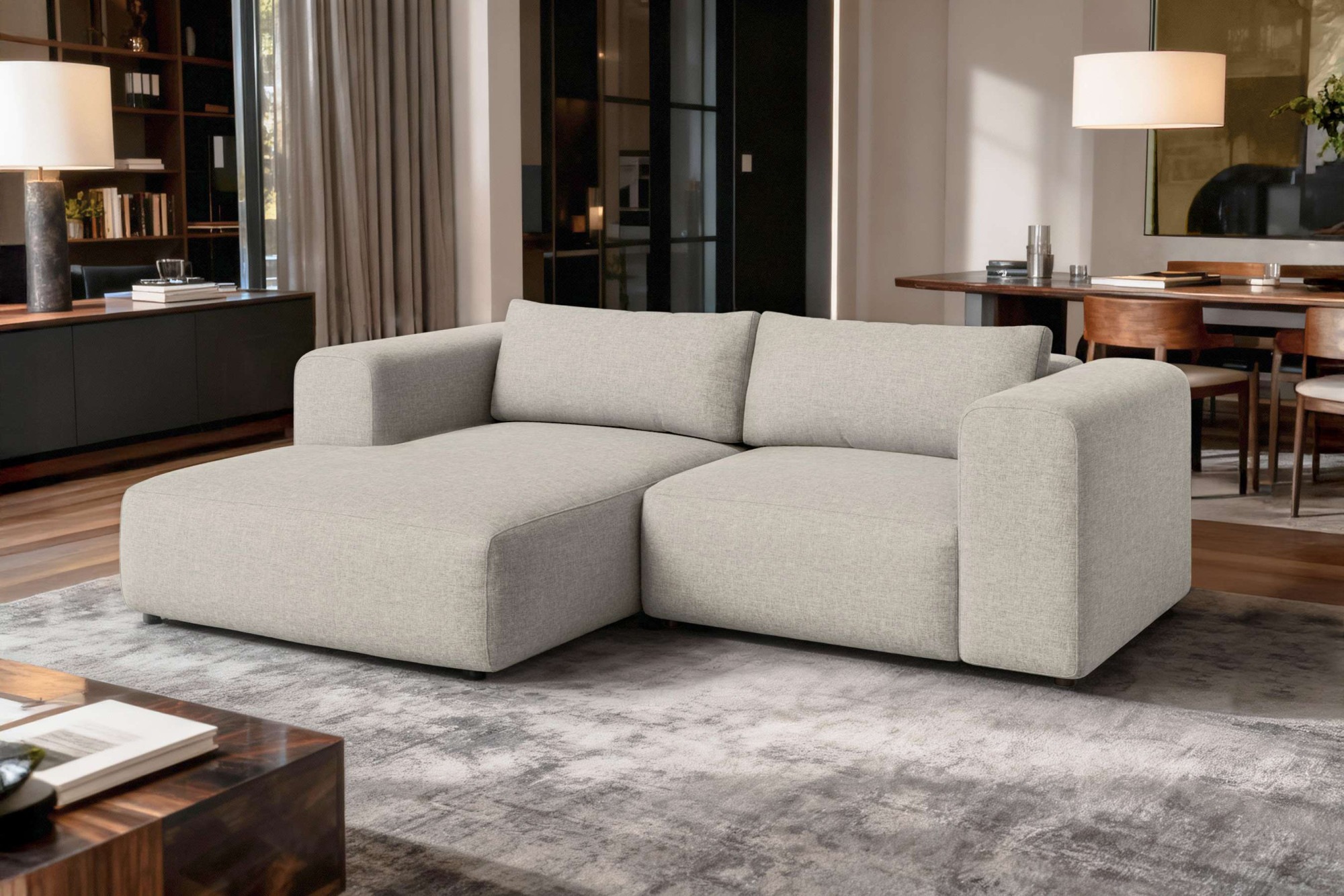 Ecksofa OTTO HOME "TIARRA Design-Sofa mit Ottomane recht/links bestellbar, Breite 241 cm", beige, B:241cm H:76cm T:168cm, 100% Polyester, Sofas, Ecksofa, L-Form mit hochelastischer Schaum und Wellenunterfederung 3