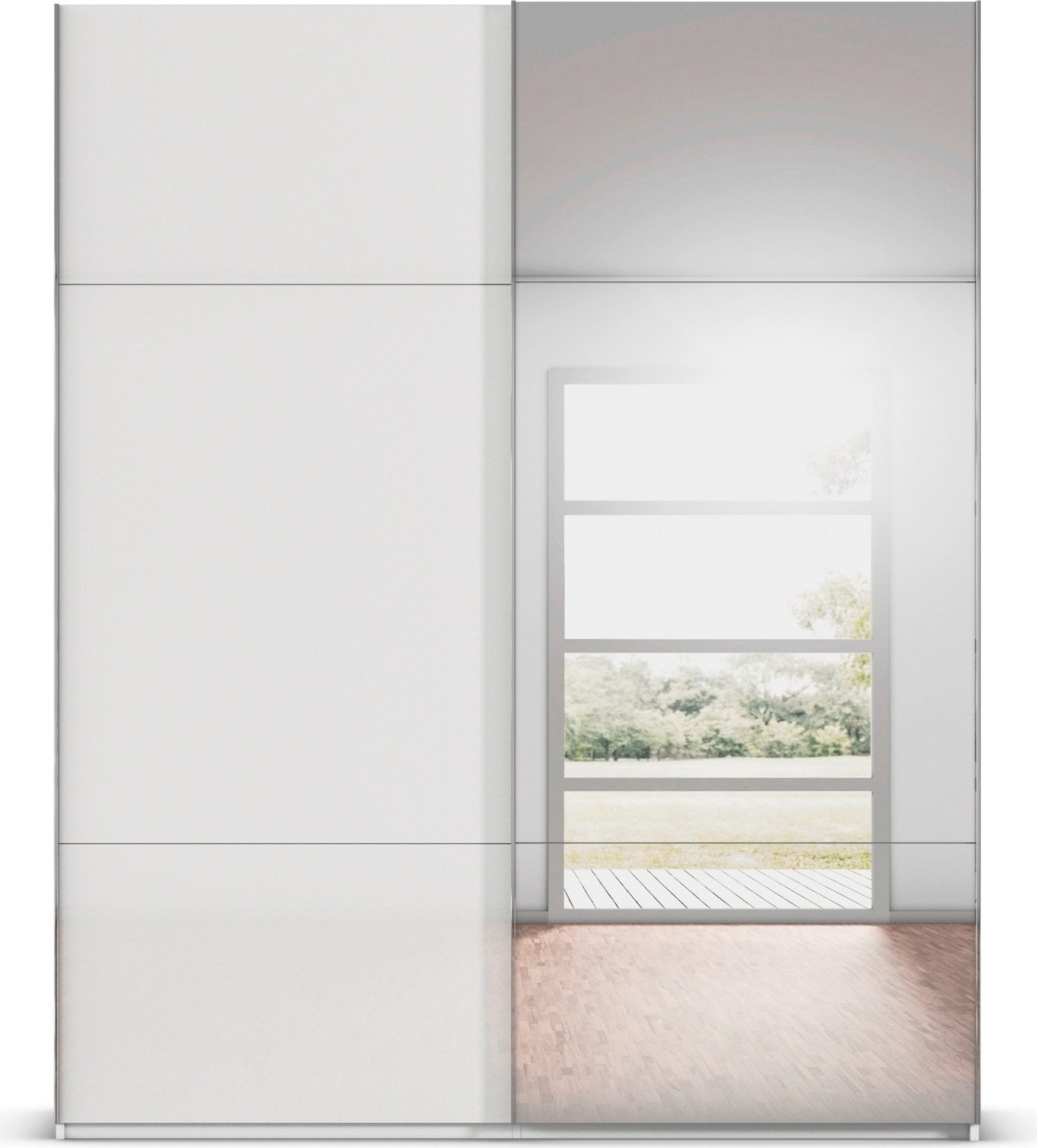 rauch Schwebetürenschrank »Kleiderschrank Schrank Garderobe Schlafzimmerschrank CONTIDO«, (in 3 verschiedenen Ausstattungen BASIC/CLASSIC/PREMIUM), aus hochwertigem Material in 6 Breiten 2 Griff-Farben MADE IN GERMANY