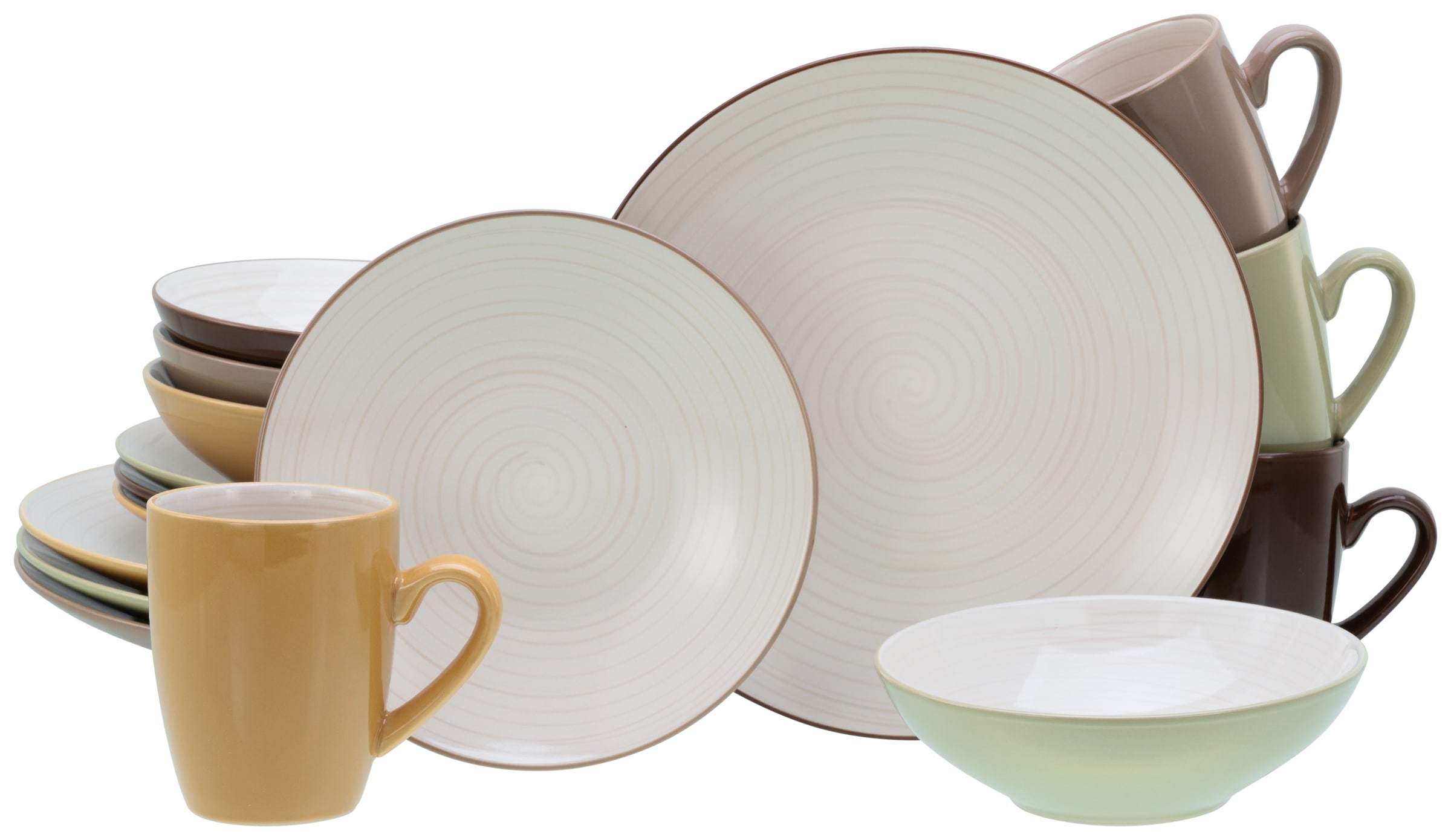 CreaTable Kombiservice "Geschirr-Set Bamboo Garden", (Set, 16 tlg., Kaffeeservice und Tafelservice im Set, für 4 Persone