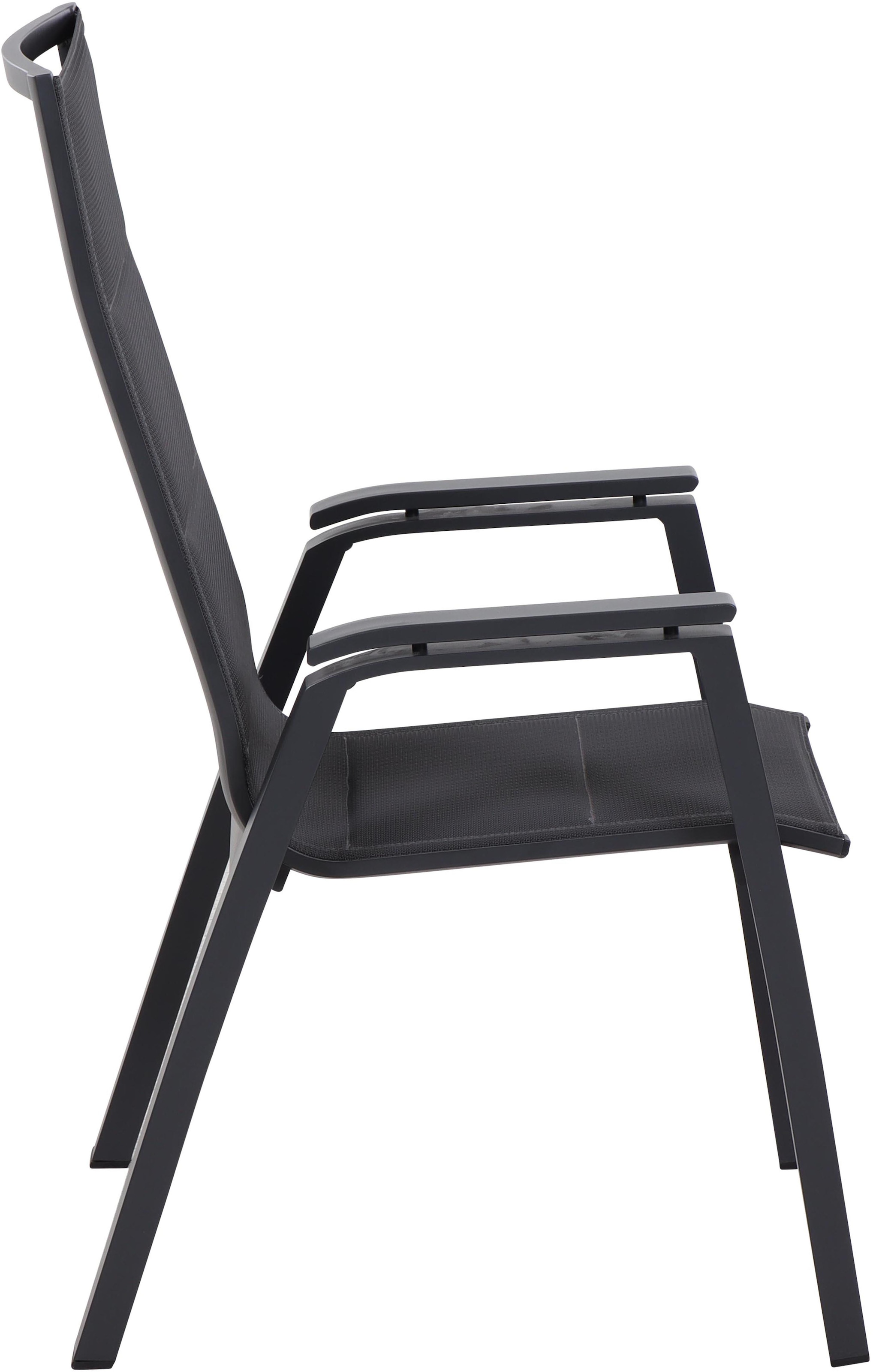 Siena Garden Gartensessel »MILANO Stapelsessel« Gestell aus Aluminium matt anthrazit, Bezug padded dunkelgrau