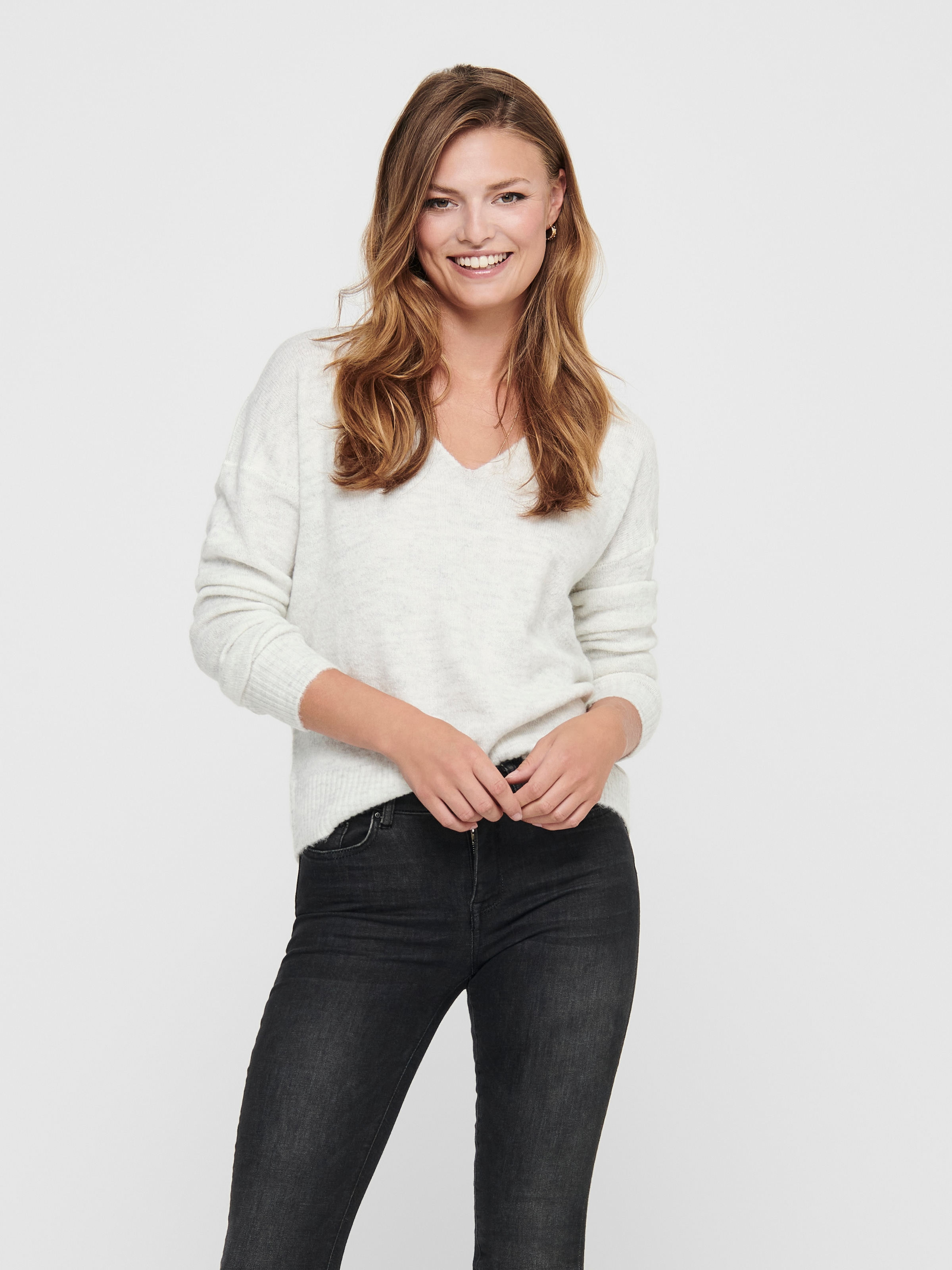 JDY V-Ausschnitt-Pullover "JDYELANORA L/S V-NECK PULLO. KNT NOOS", mit leic günstig online kaufen