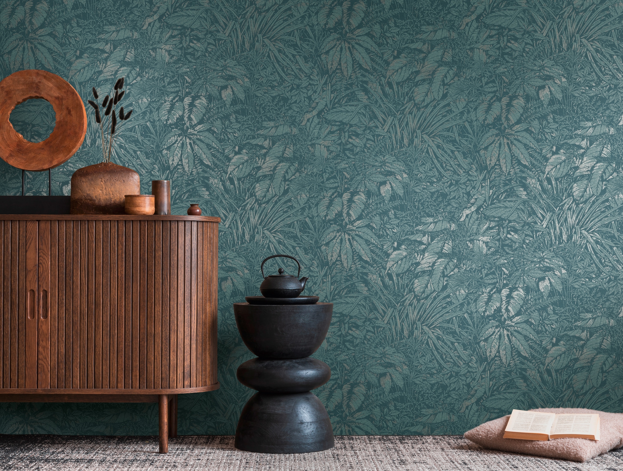 living walls "Smart Surfaces Natur-Tapete Mustertapete Floral Natur" leicht glänzend strukturiert Vliestapete Dschungel für Schlafzimmer Küche Wohnzimmer Natur Design