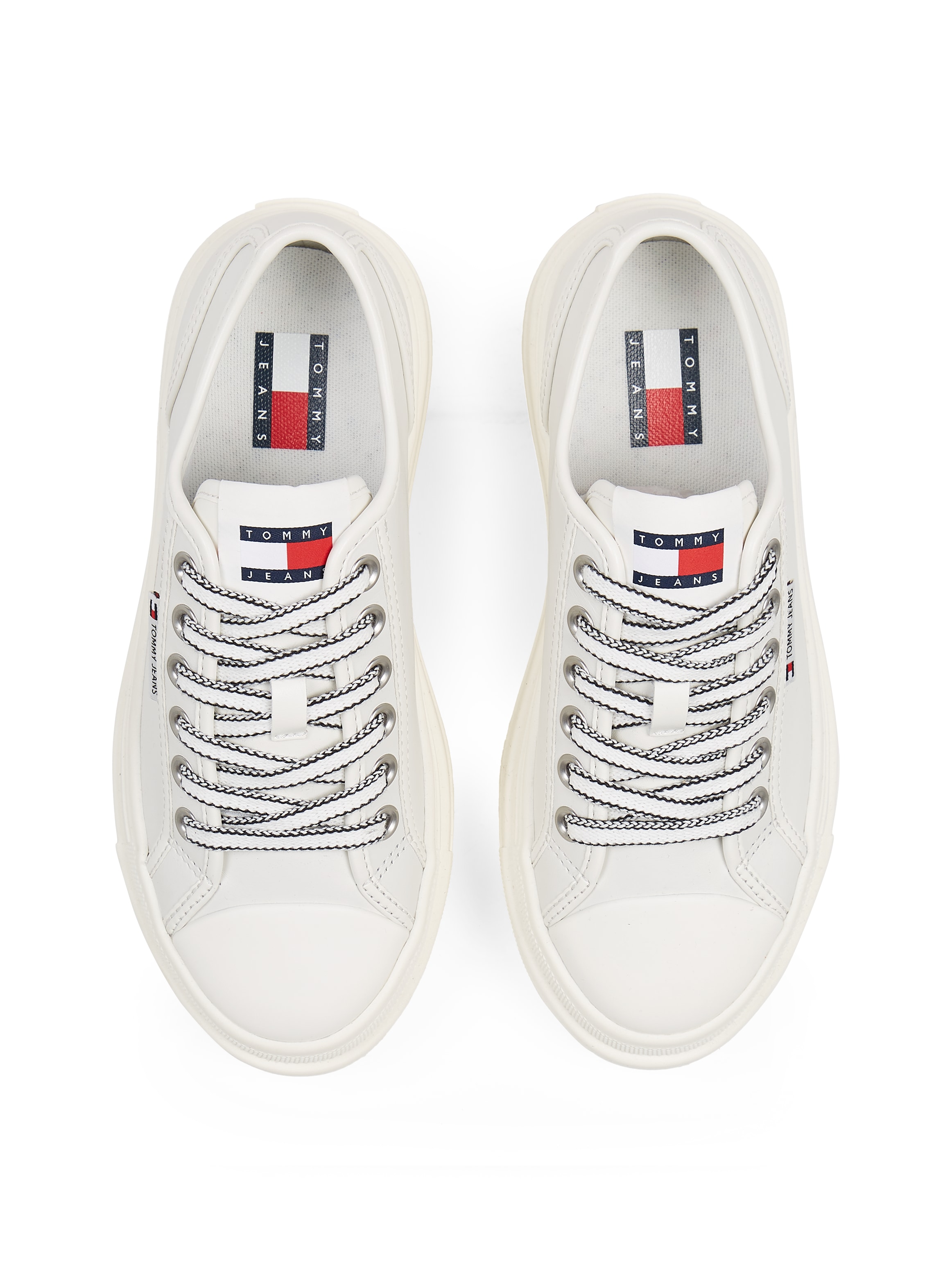 Tommy Jeans Plateausneaker »TJW FOXING VULC LC LEATHER«, Freizeitschuh, Halbschuh, Schnürschuh, Kontrast-Schnürsenkel