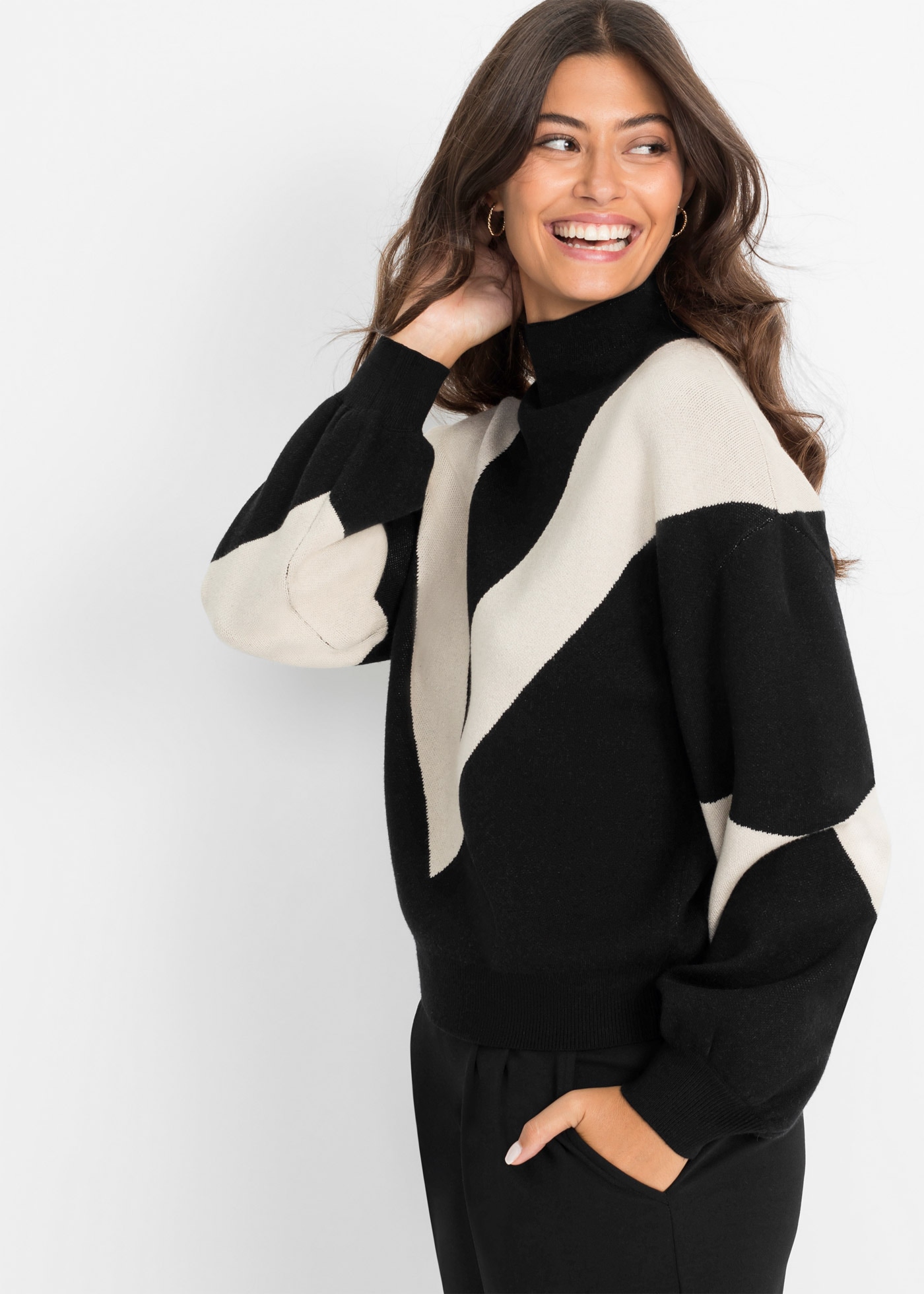 bonprix Strickpullover "Oversize-Pullover" aus Viskose, Polyester und Polya günstig online kaufen