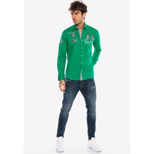 im Stickerei Langarmhemd ▷ »Jersey City«, für RedBridge Slim Fit-Schnitt mit | BAUR