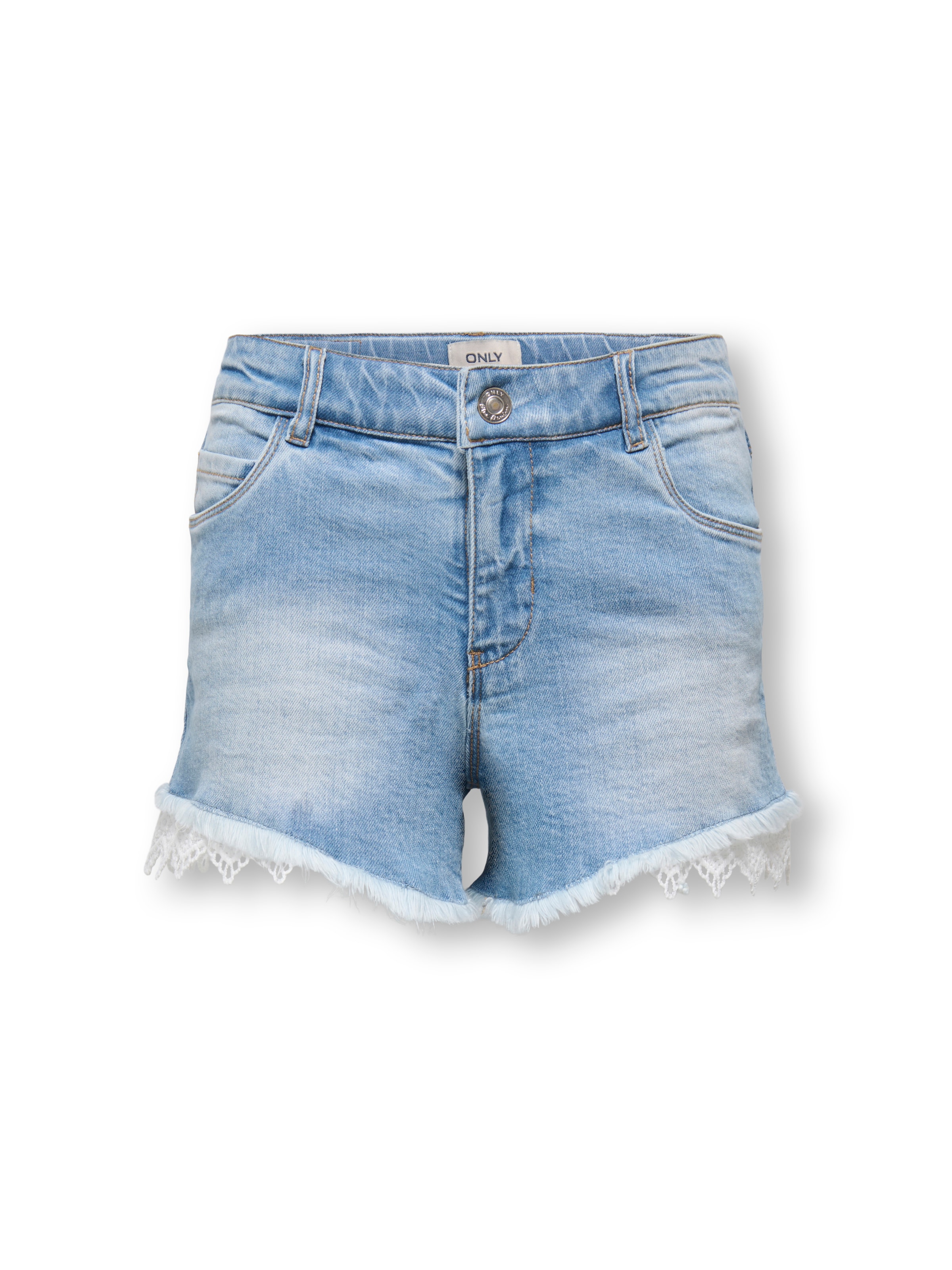 KIDS ONLY Jeansshorts "KOGROBYN REG LACE SHORTS DNM QYT" mit kleinem Spitzendetails am Bein