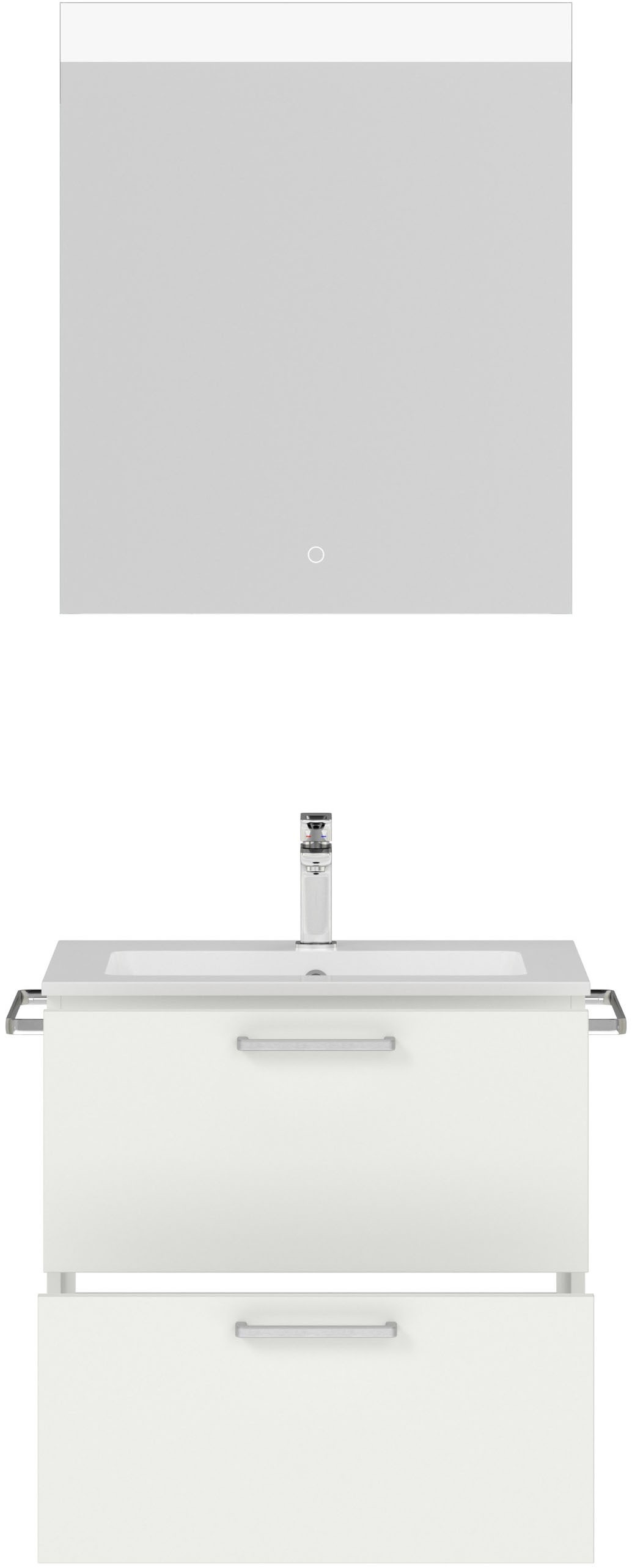 nobilia® Badmöbel-Set »Tolvina«, (2 St., vormontiert, mit Soft-Close), inkl. Spiegel mit Touch-Sensor, in vier Breiten