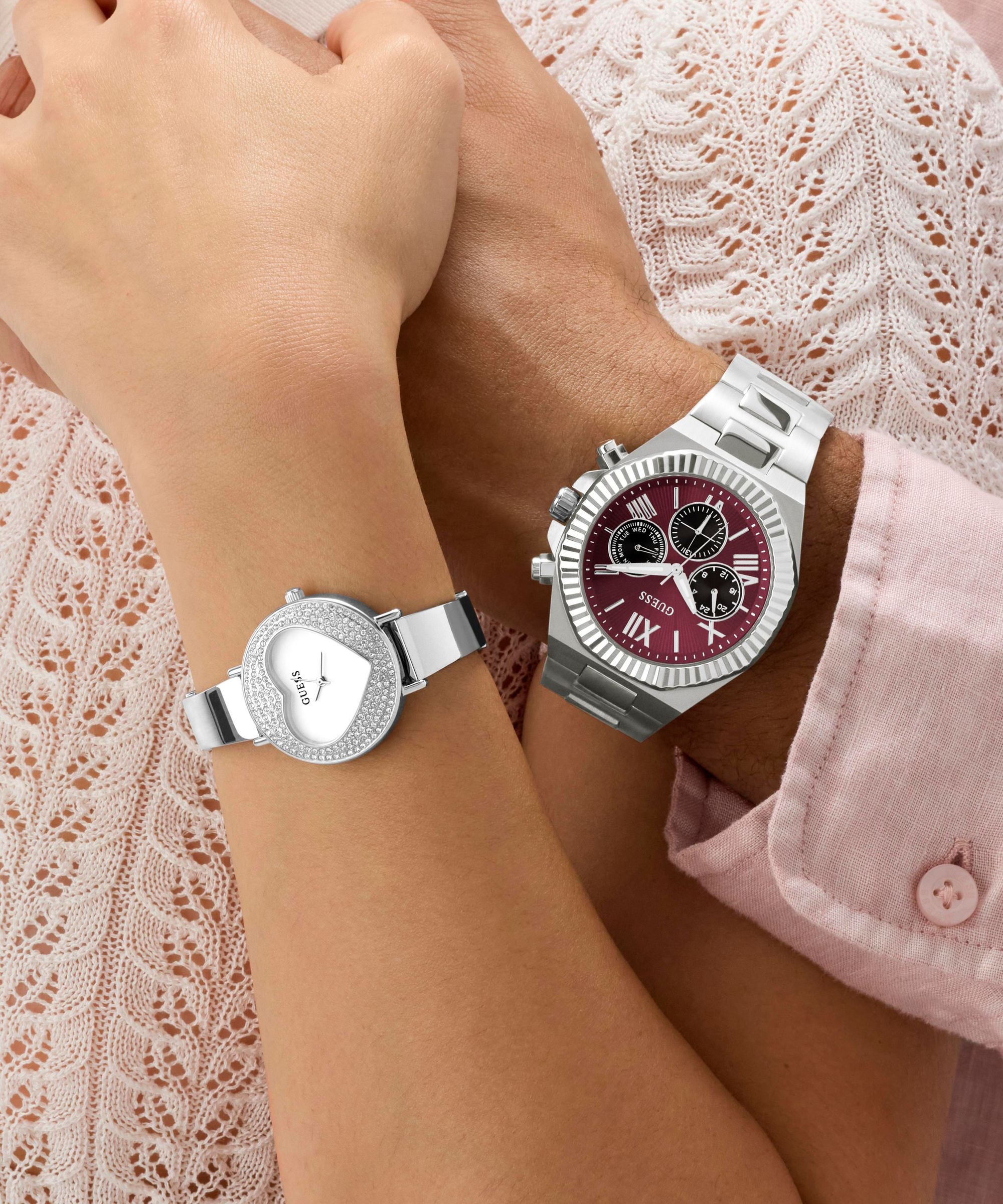 Guess Quarzuhr »GUESS-EQUITY« Armbanduhr, Herrenuhr, Edelstahlarmband, analog, Wochentag, Tag