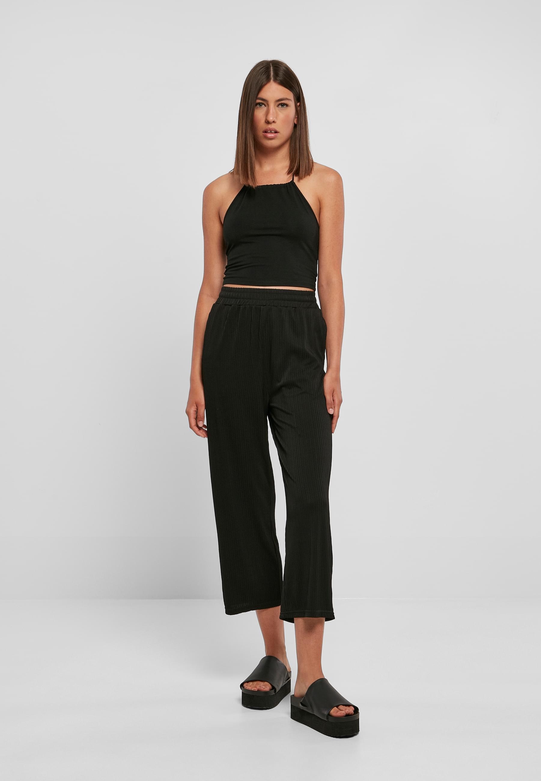 URBAN CLASSICS Bequeme Jeans »Urban Classics Damen Ladies Straight Leg Rib Interlock Culotte«, (1 tlg.)