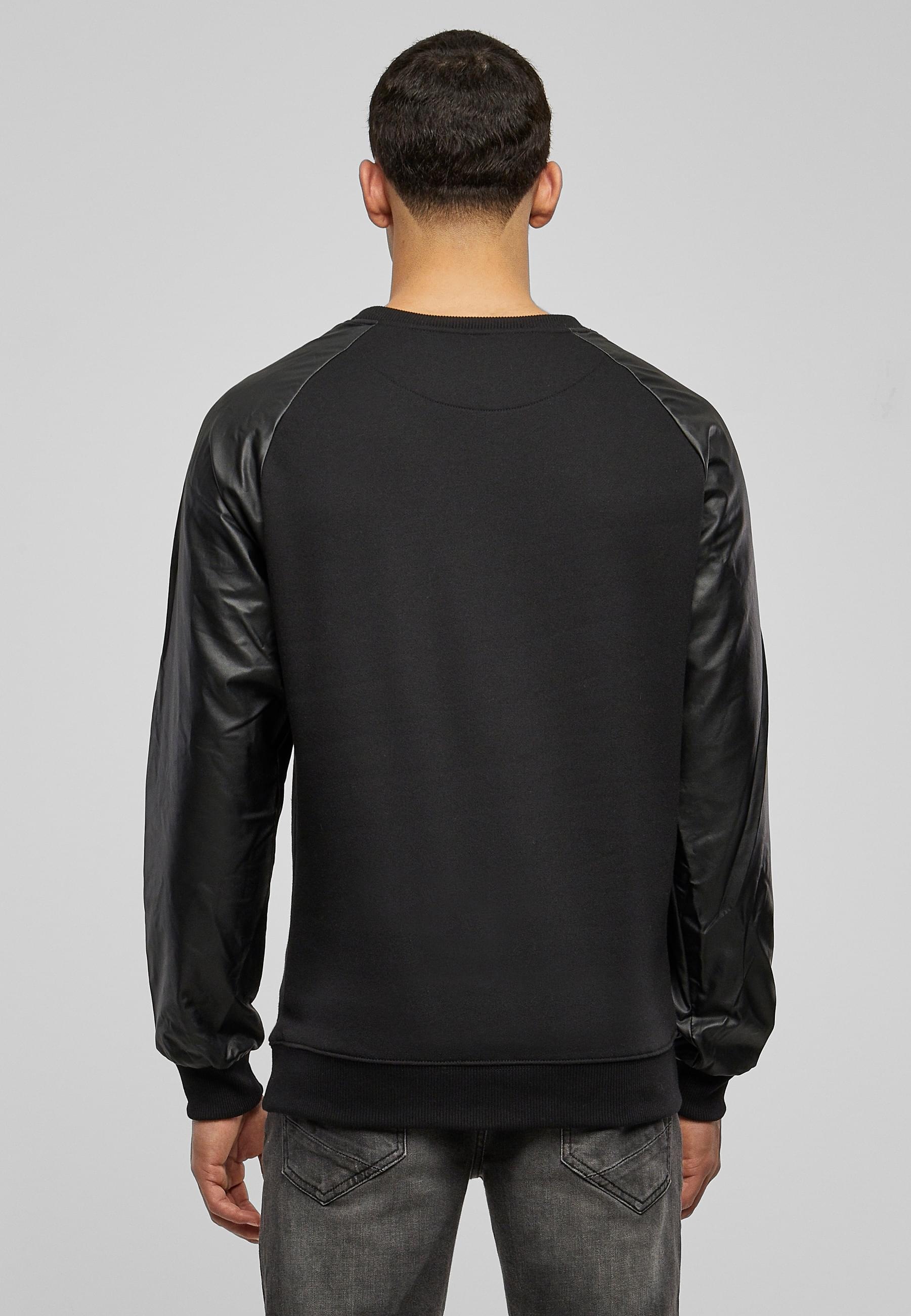URBAN CLASSICS Rundhalspullover »Urban Classics Herren Raglan Leather Imitation Crew«, (1 tlg.)