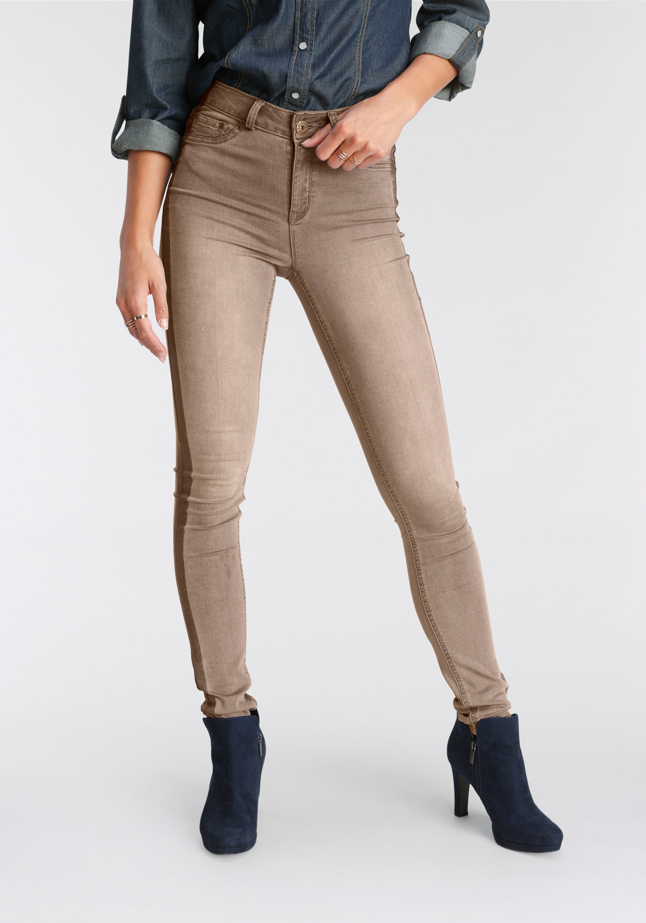 Arizona Skinny-fit-Jeans "Ultra Stretch", High Waist mit seitlichem Streife günstig online kaufen