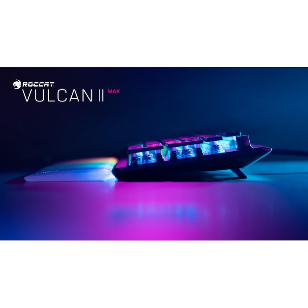 ROCCAT Gaming-Tastatur »Vulcan II Max, mechanisch, lineare Tasten«, (ausklappbare Füße-Funktionstasten-Handgelenkauflage-Lautstärkeregler-Multimedia-Tasten-USB-Anschluss)