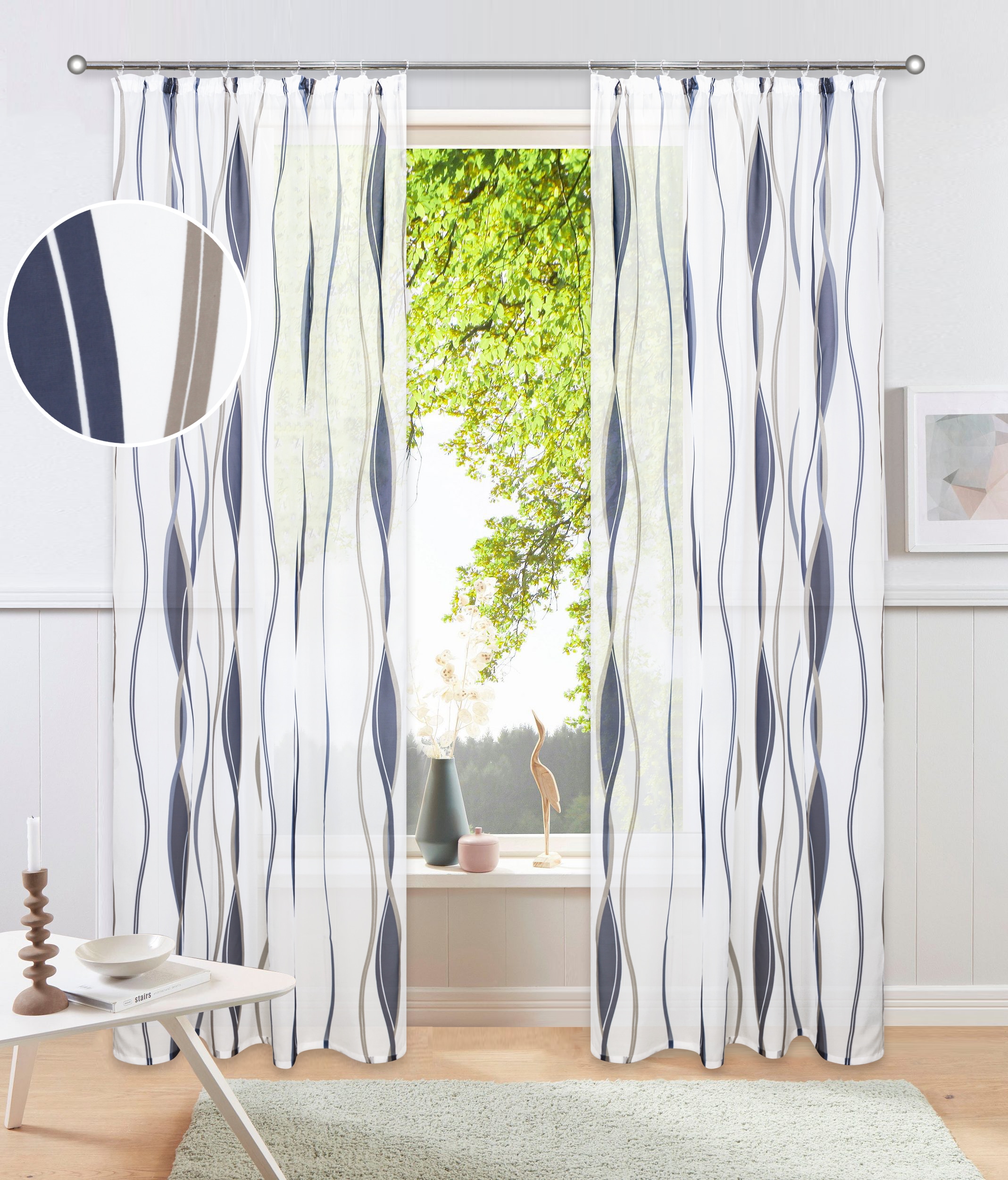 OTTO home Gardine "Dimona" Kräuselband 2 Stk. tlg. 2er-Set, Bestseller, Polyester, Wellen