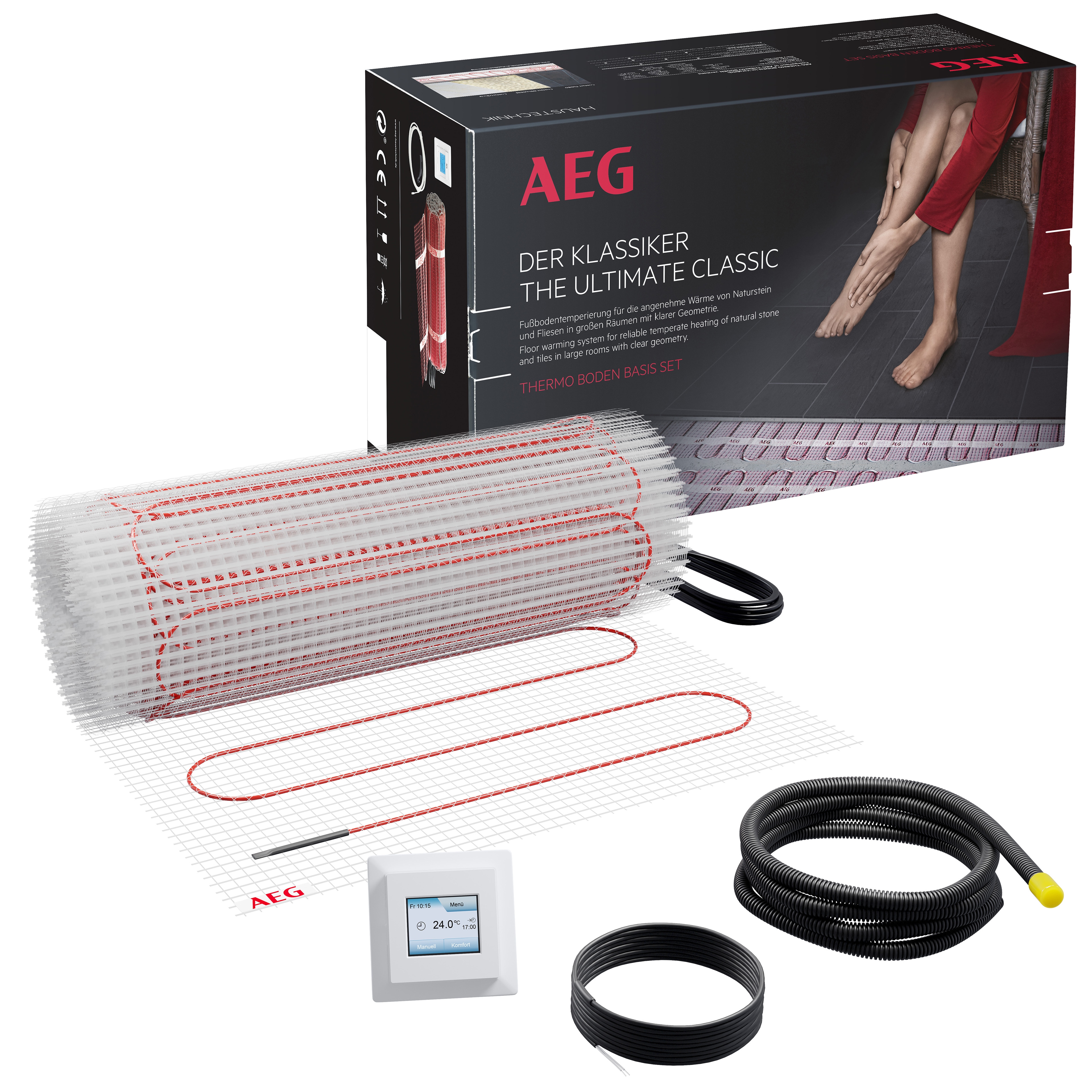 AEG Haustechnik Fußbodenheizung "Basis Thermo Boden "TBS TB 160/1.5 Set Plus"" Elektrische Fußbodenheizung, Komplettset 1,5 m², 160 W/m²