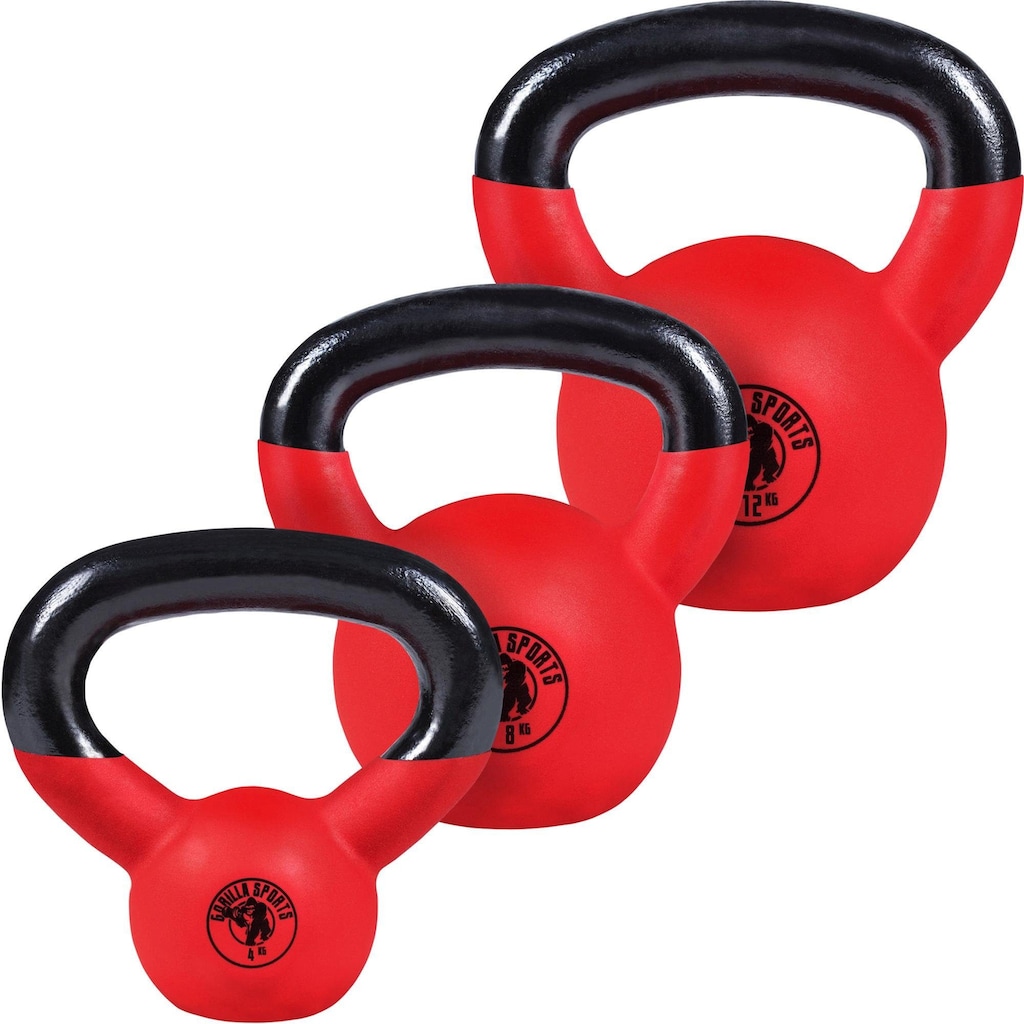 GORILLA SPORTS Kettlebell »Kettlebellset 4 kg, 8 kg, 12 kg Vinyl 24 kg«