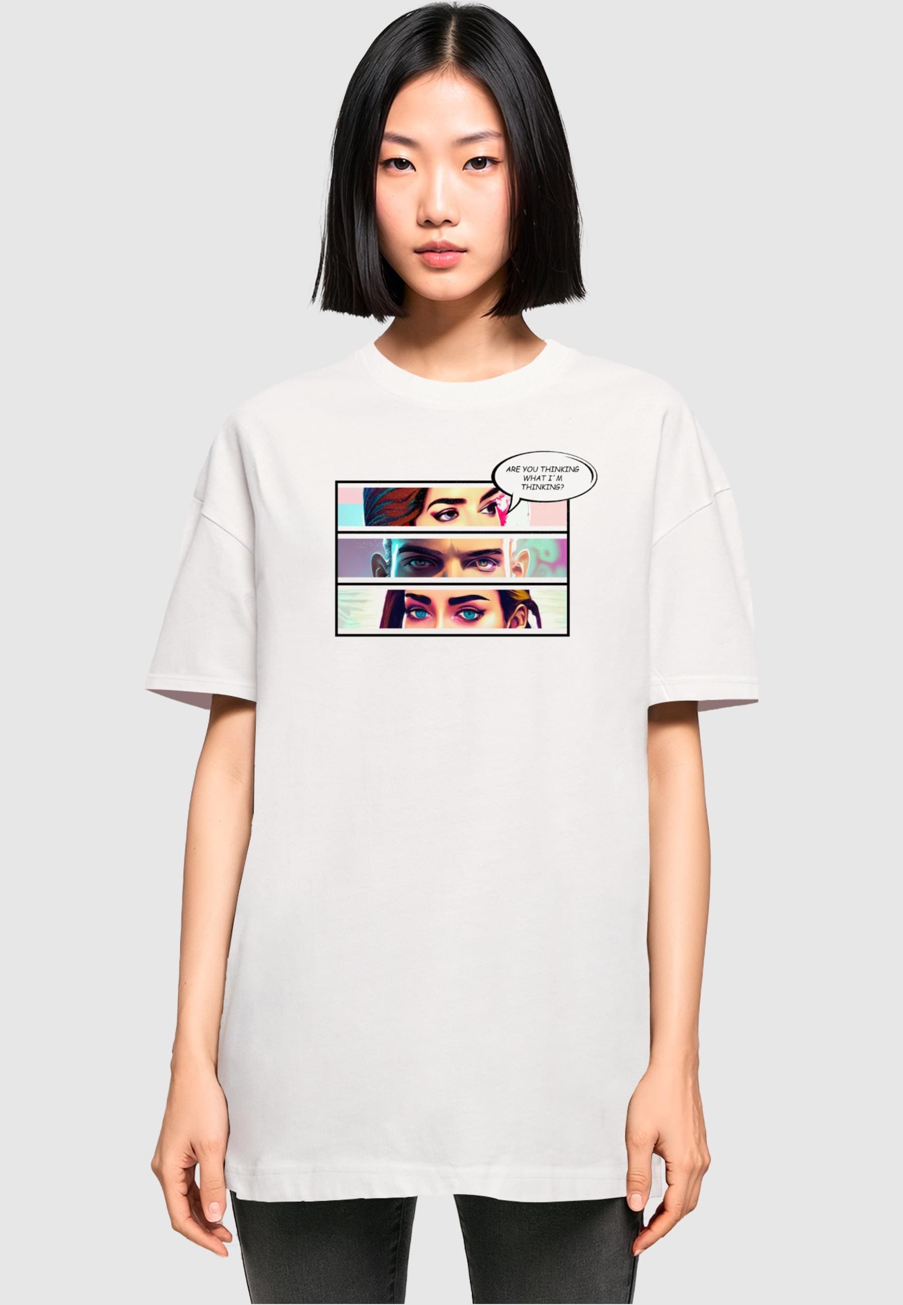 Merchcode T-Shirt »Merchcode Damen Ladies Thinking Comic Boyfriend Tee«, (1 tlg.)