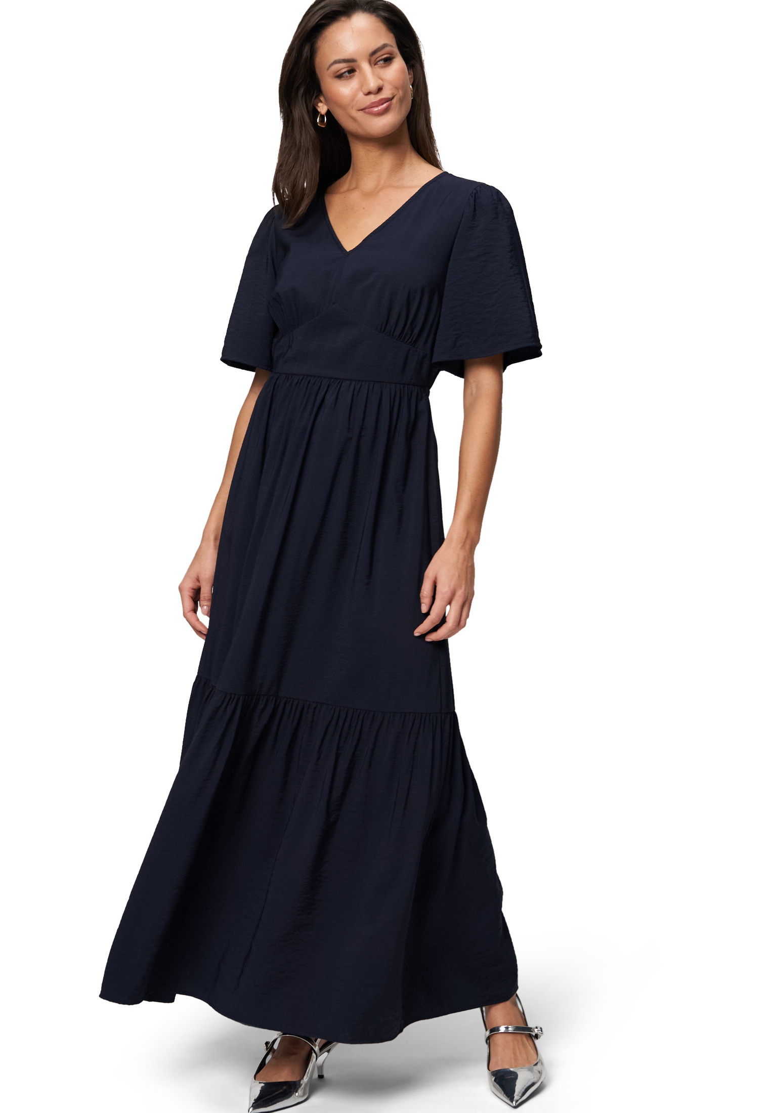 Zero Maxikleid »zero Maxikleid mit Schleife am Rückenausschnitt«, Volant