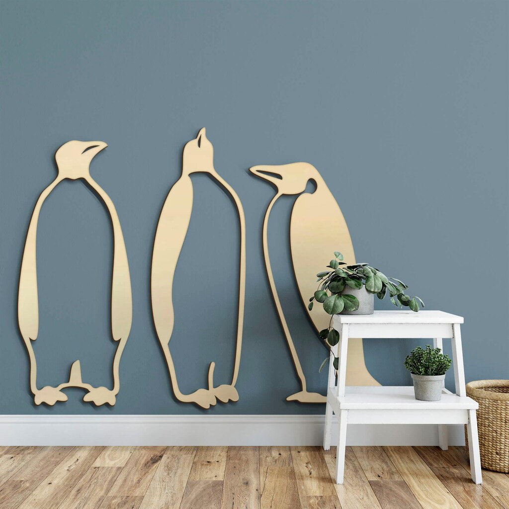 Wall-Art Wanddekoobjekt »Pappel - Pinguine«
