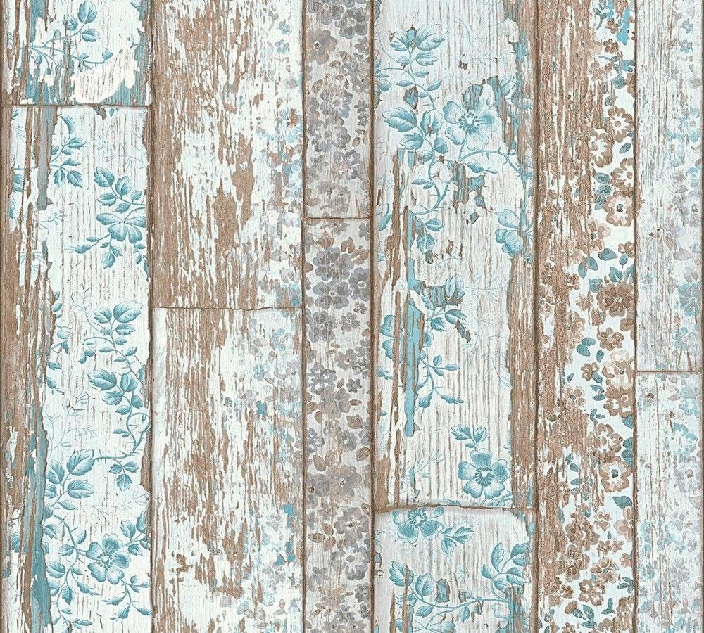 living walls Vliestapete "Neue Bude 2.0" Holz gestreift realistisch leicht strukturiert Floral Tapete Holzoptik Tapeten Wohnzimmer Schlafzimmer Küche Design
