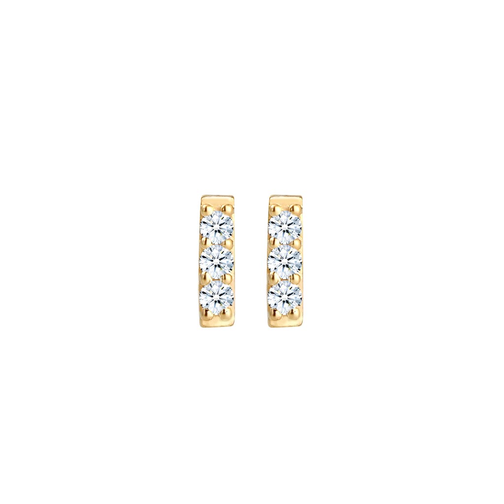 Elli DIAMONDS Paar Ohrstecker »Rechteck Geo Stab Diamant (0.09 ct) 585er Gelbgold«