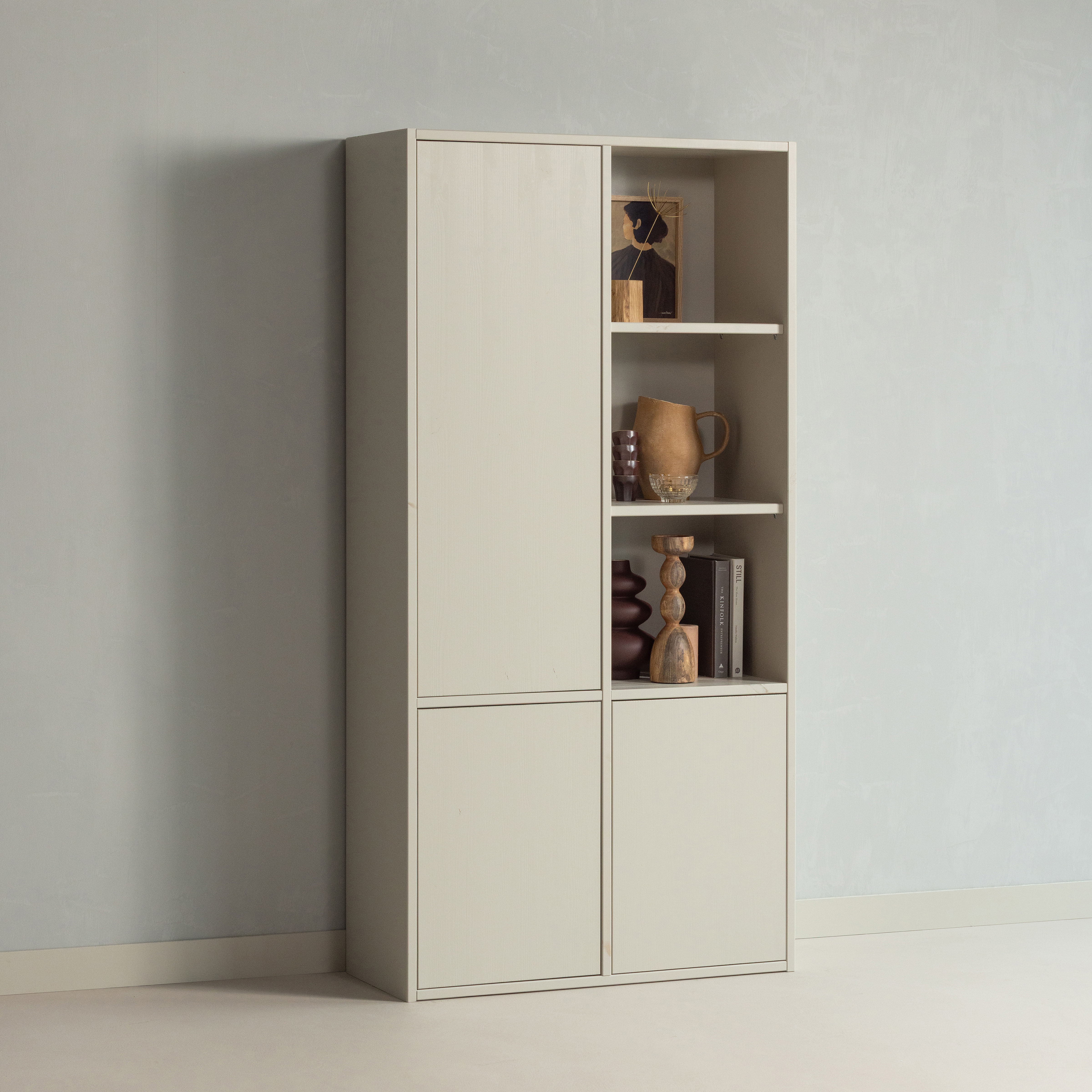 WOOOD Mehrzweckschrank "Merel FSC Massivkiefer und Druckmechanismus B 100 x T 39,5 x H 200 cm" Tragkraft 10 kg pro Einlegeboden, einfach zu montierbar, Pfleigleicht