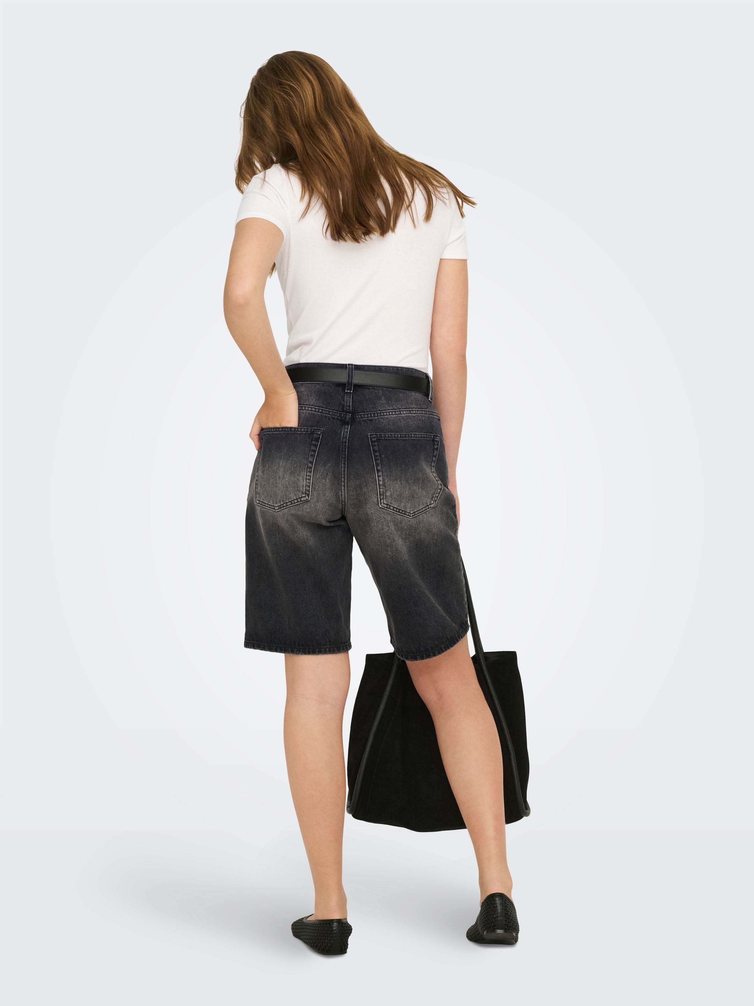 ONLY Jeansbermudas »ONLMATE REG BAGGY LONG SHORTS DNM NOOS« Baumwolle, Regular Waist