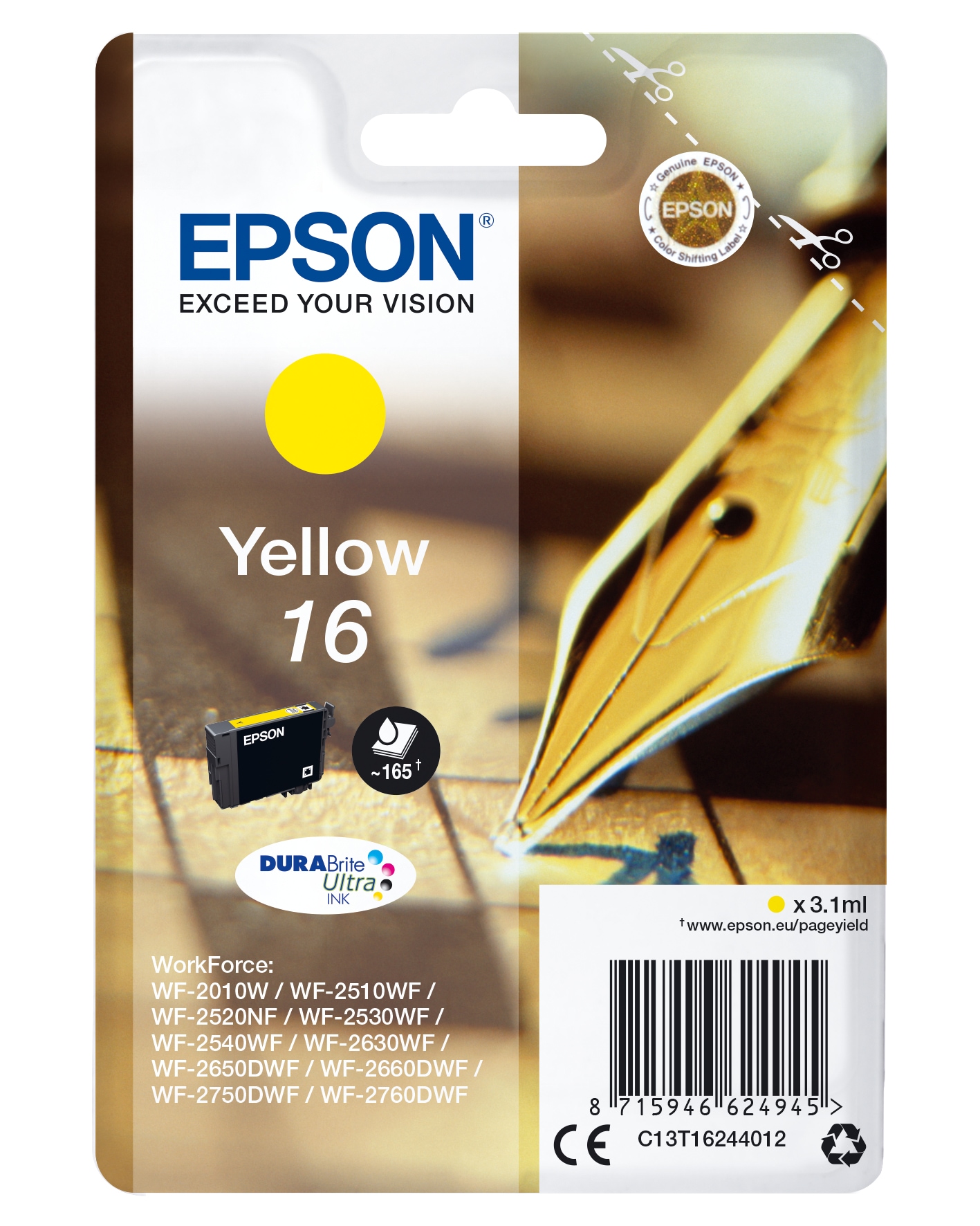 Tintenpatrone »Epson Pen and crossword Singlepack Yellow 16 DURABrite Ultra Ink«