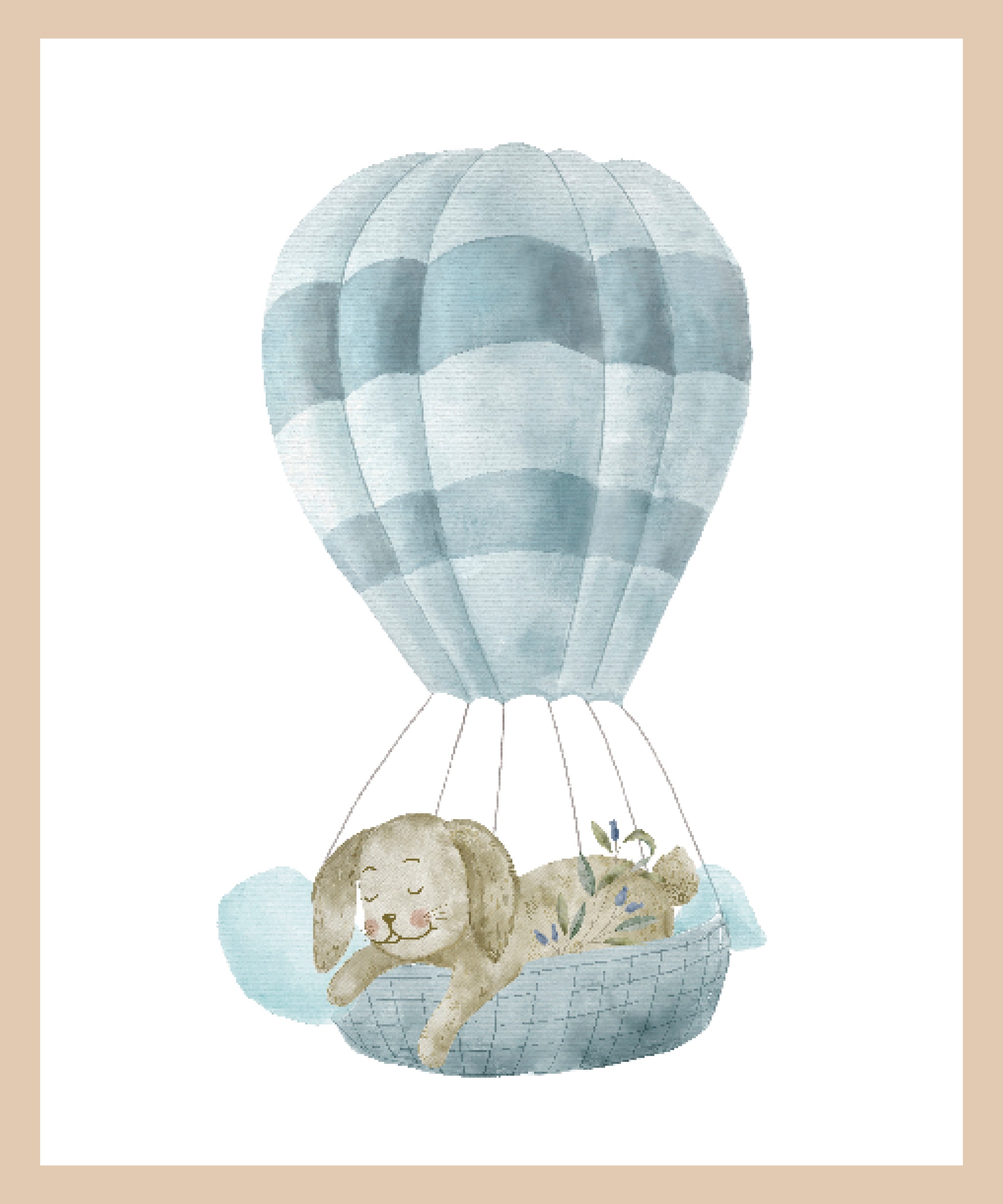 Lüttenhütt Bild mit Rahmen "oder Poster, Schlafender Hase in Heißluftballon günstig online kaufen