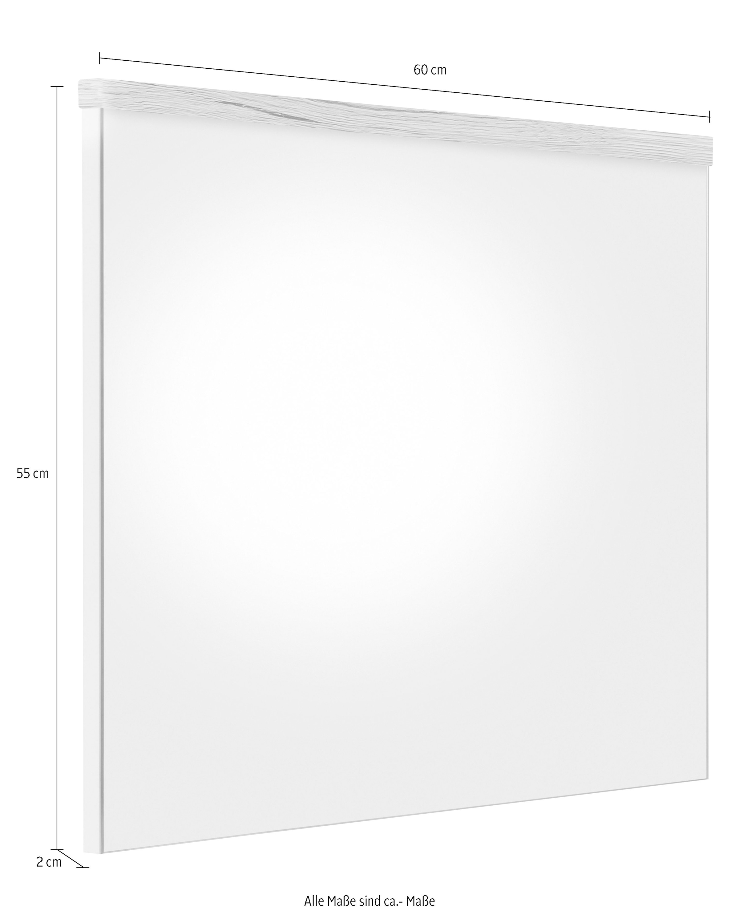 welltime Badspiegel »Toulon«, Wandspiegel mit Echtholzoptik-Detail - Maße (B/T/H) 60/2/55 cm