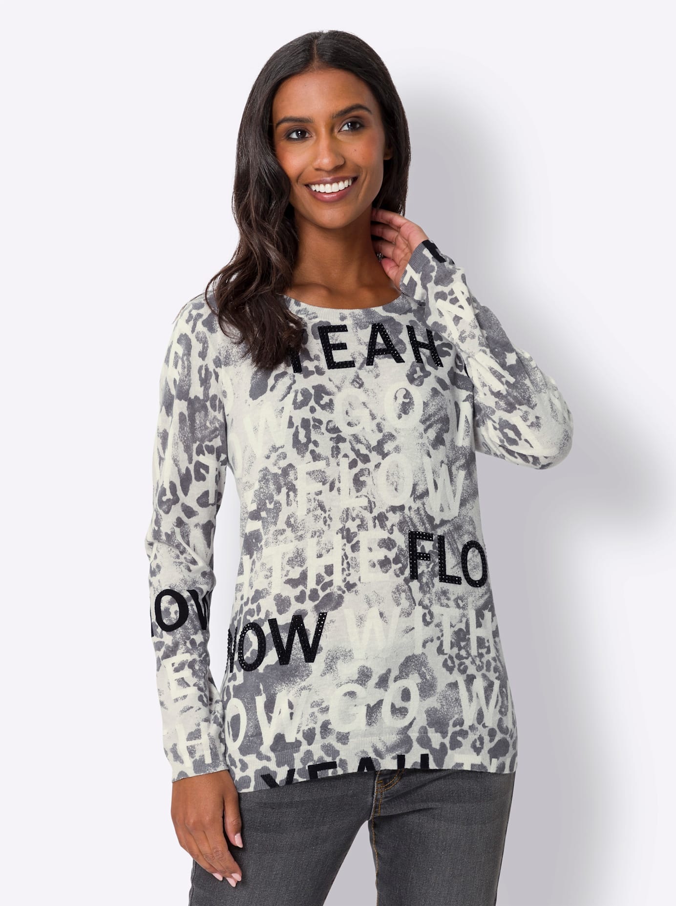 heine Strickpullover "Druck-Pullover" günstig online kaufen