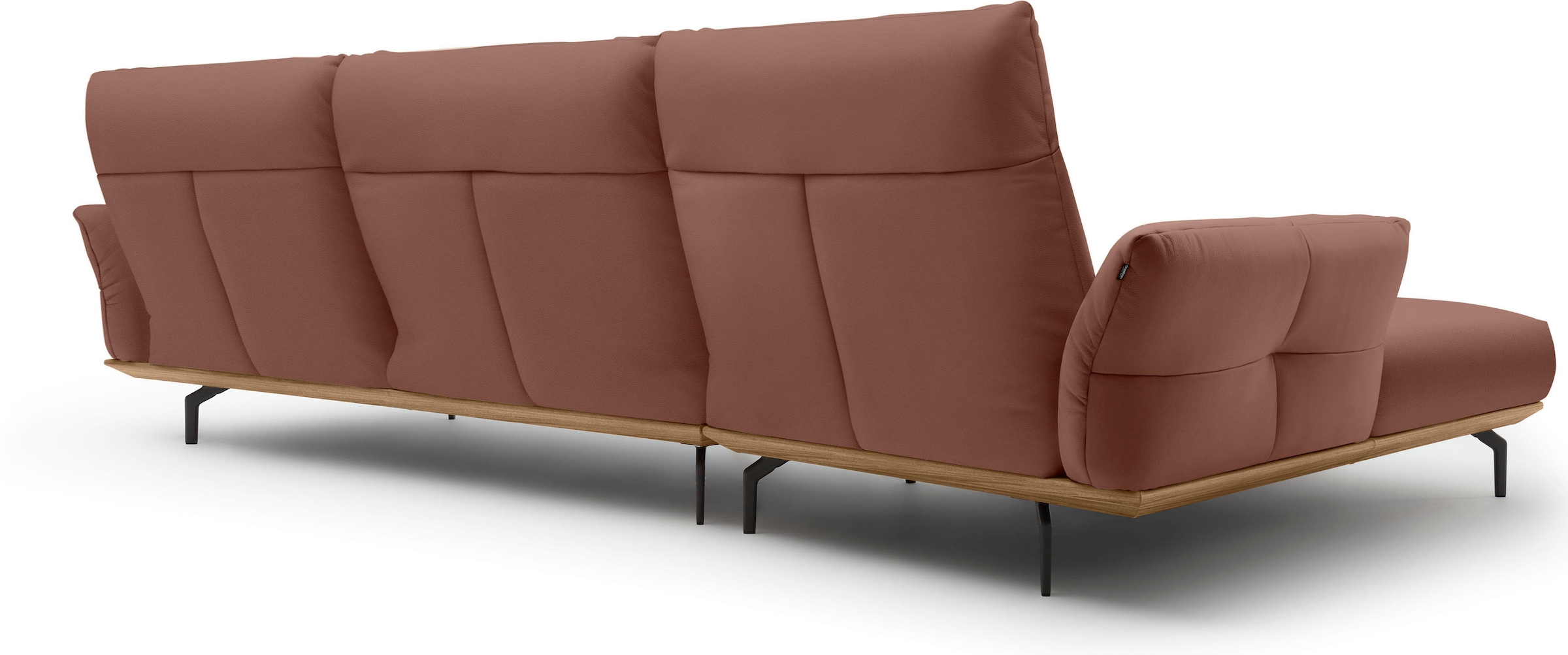 Creation BY ROLF BENZ Ecksofa »CR.460«, Sockel in Nussbaum, Winkelfüße in Umbragrau, Breite 338 cm
