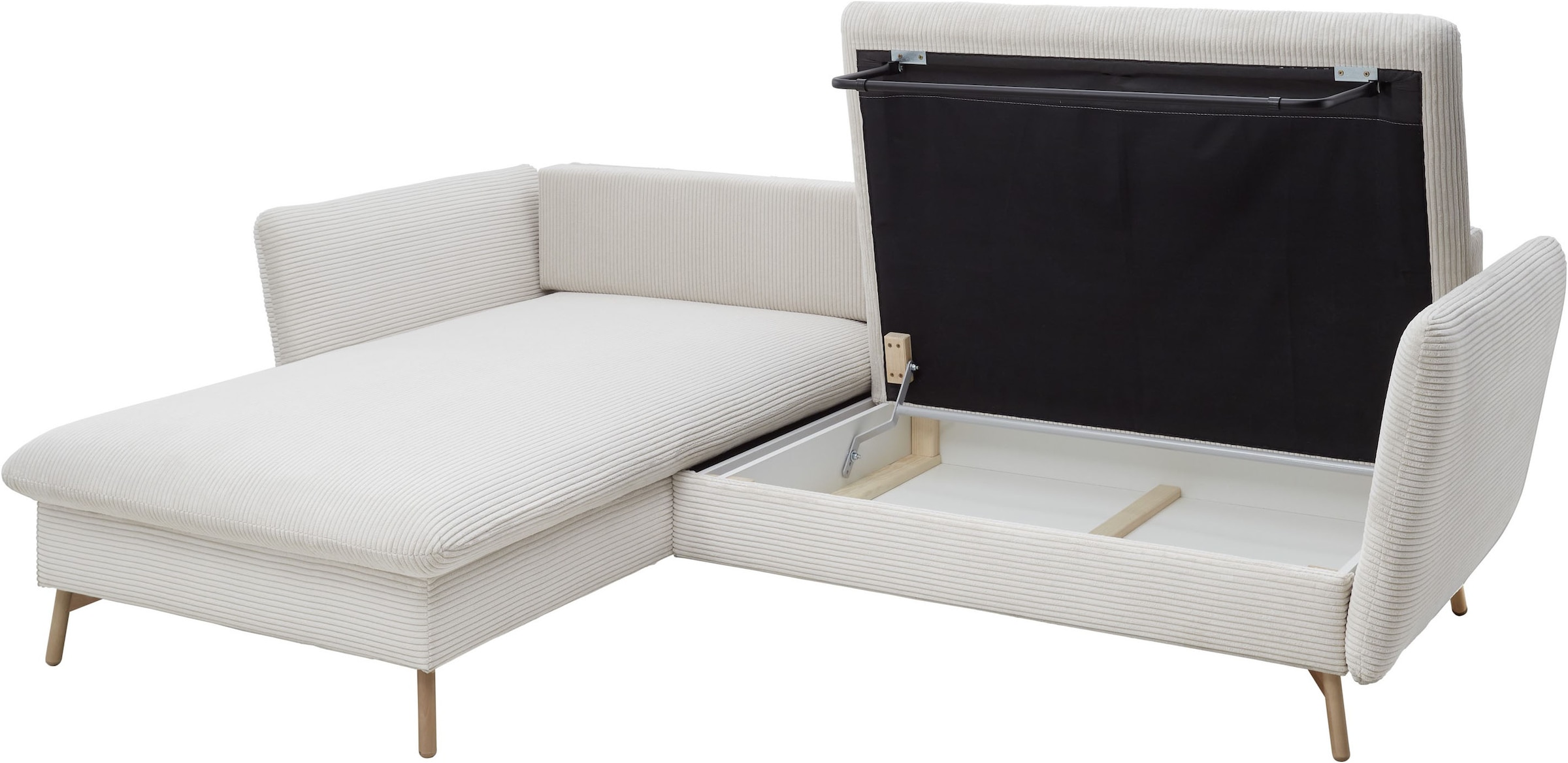 andas Ecksofa »MERLE, 258 cm, L-Form, traumhafter Cord,«, mit Bettfunktion und Bettkasten, Liegefläche 224 x 139