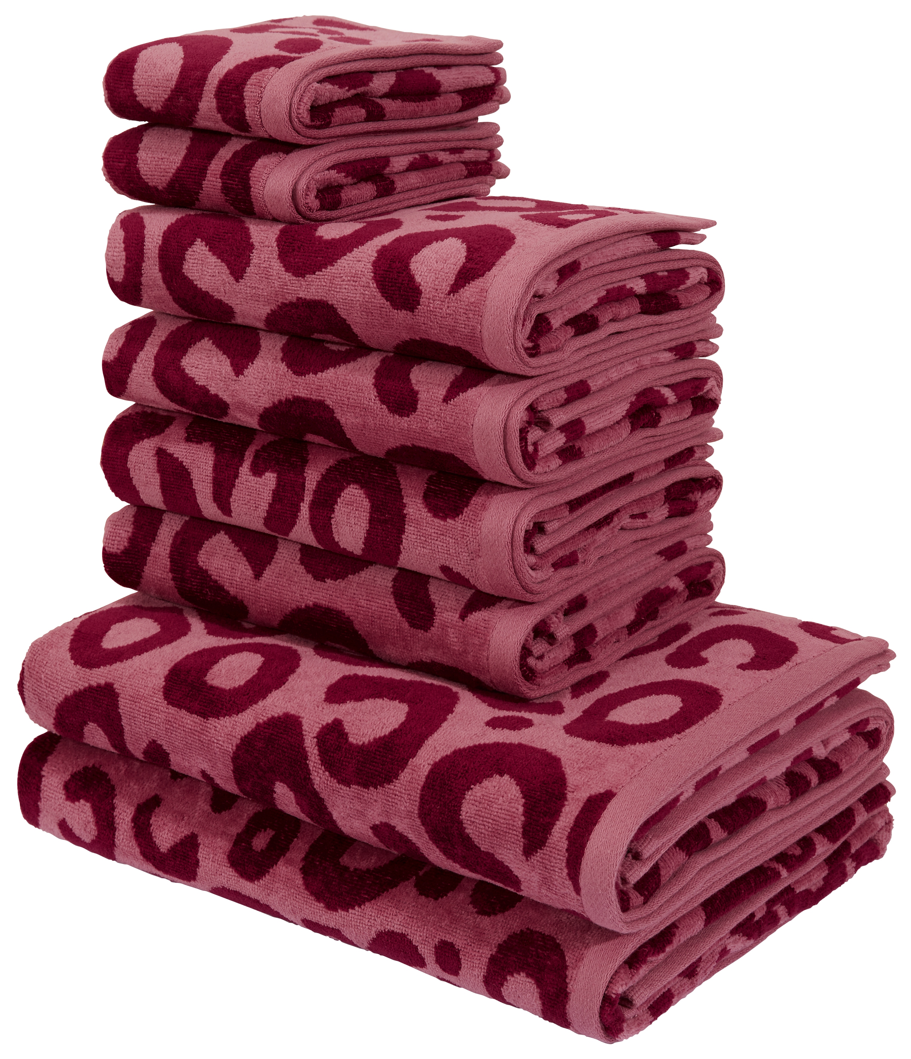 OTTO home Handtuch Set "Anna Leopardenmuster, 8-tlg Handtuch-Set, 100% Baumwolle" Set 8 Frottiervelours Duschtücher, Handtücher und Gästetücher, weich, modern, Animal Print